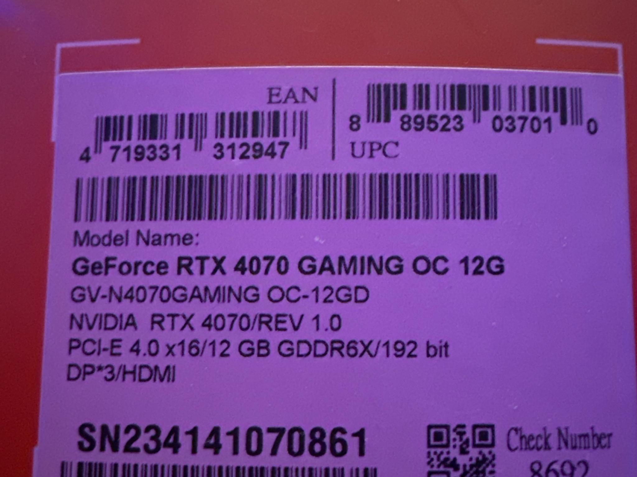 RTX 4070 Gigabyte OC Graphics Card