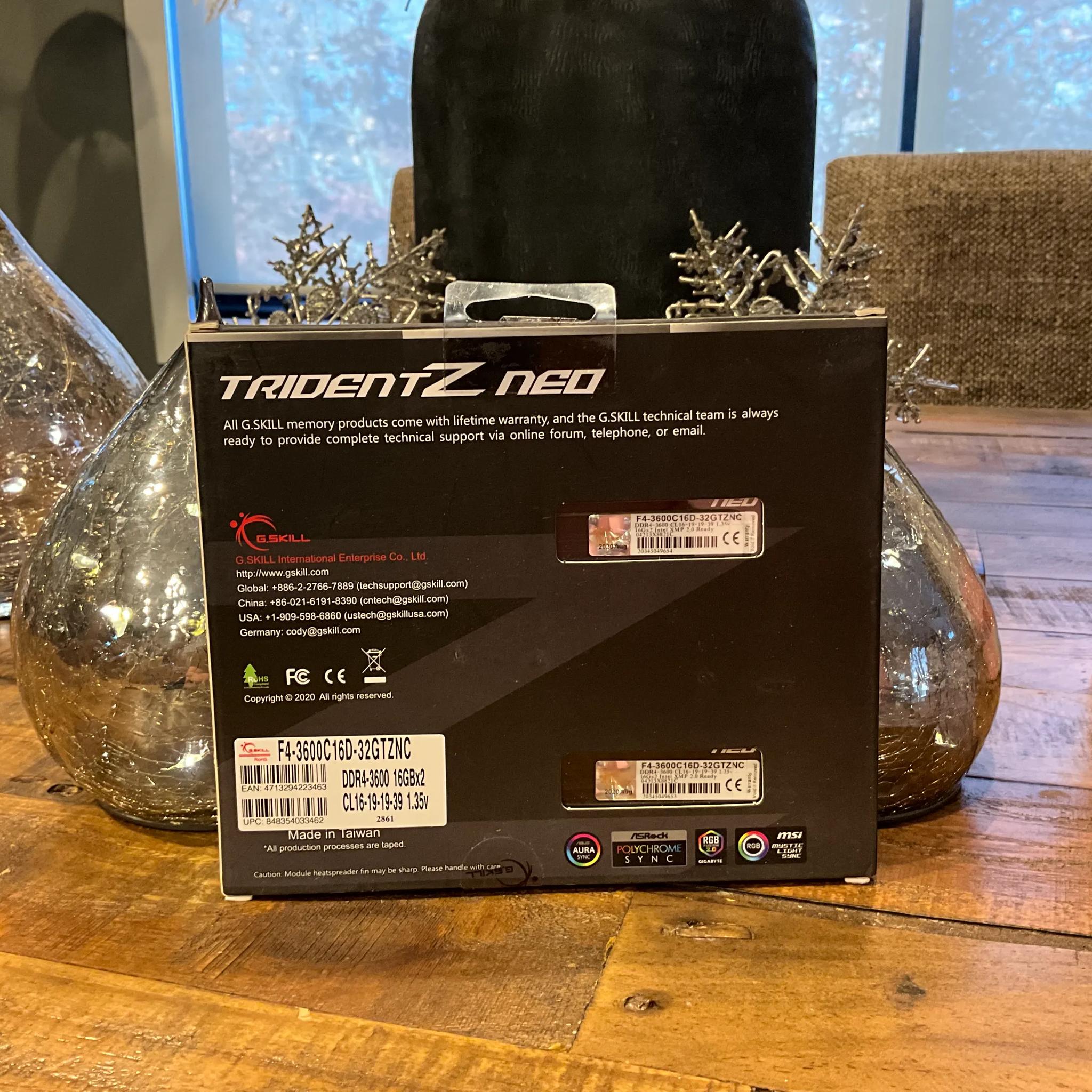G.SKILL Trident Z Neo (For AMD Ryzen) Series 32GB (2 x 16GB) 288-Pin RGB PC RAM DDR4 3600 BRAND NEW