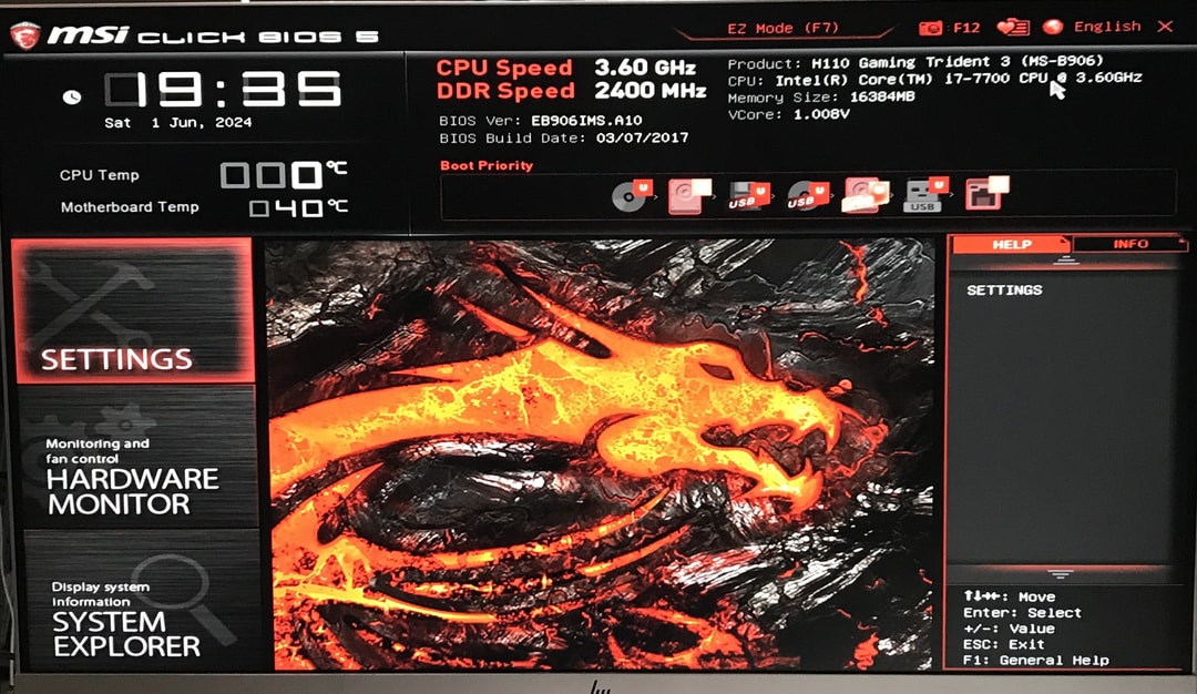 MSI Trident 3 (MS-B906) i7-7700 3.60GHz 16GB RAM 500GB SS GTX 1060