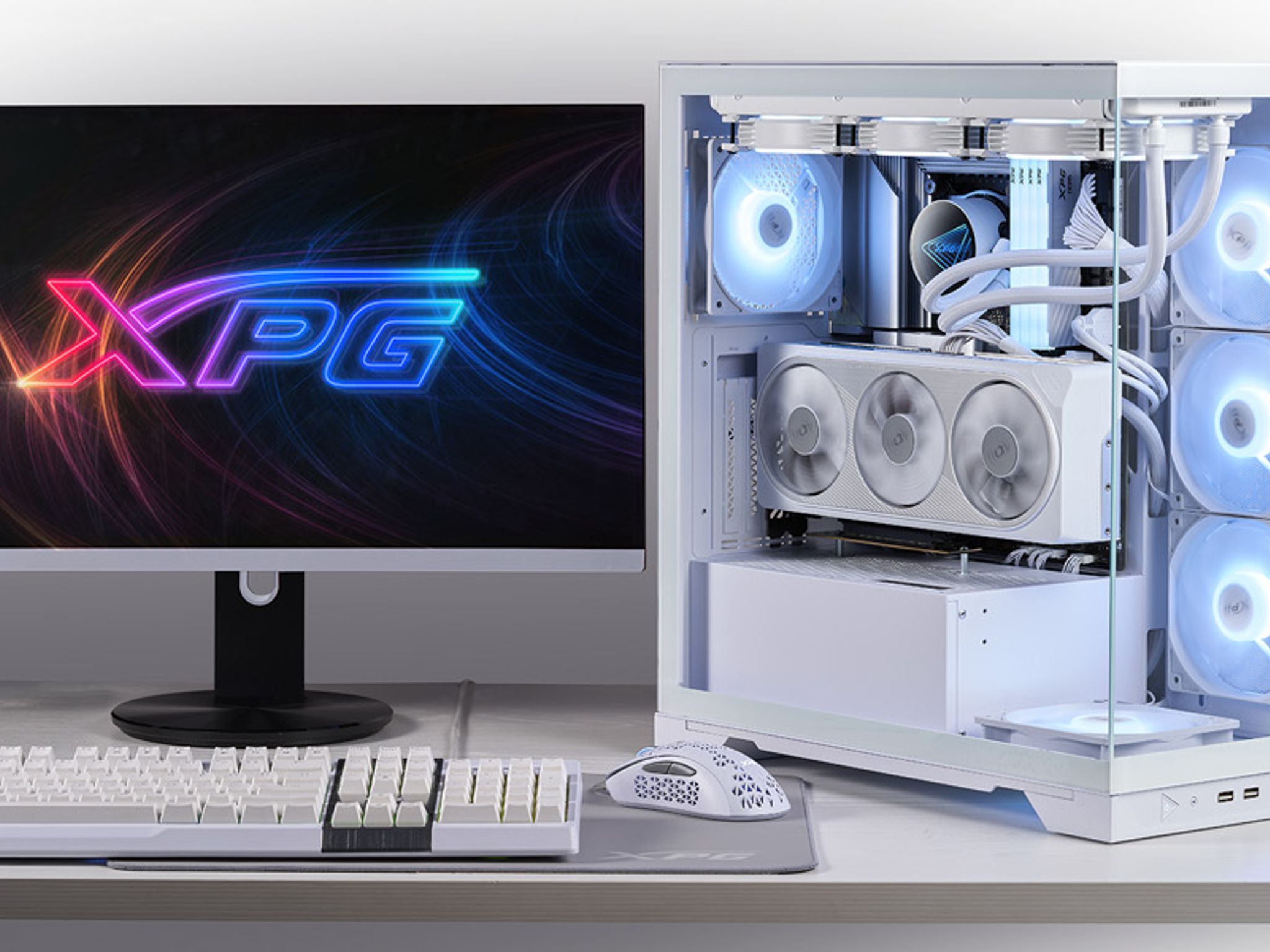 XPG Invader X Mid-Tower Gaming Case With 5 ARGB Fans White
