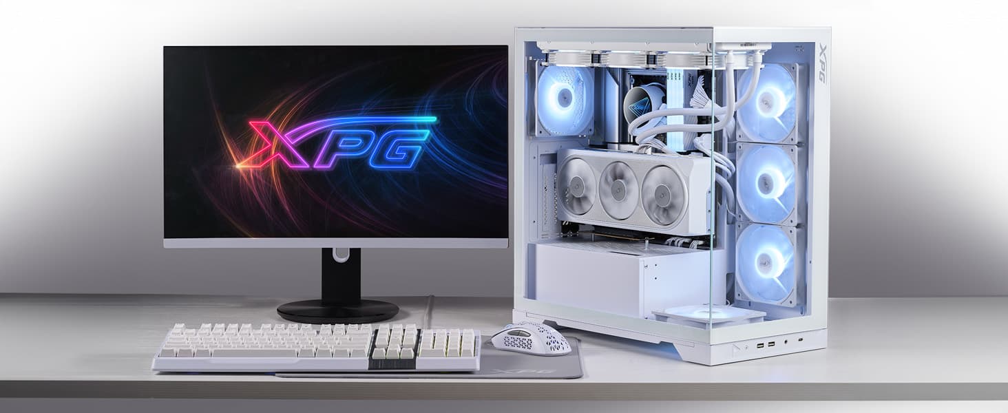 XPG Invader X Mid-Tower Gaming Case With 5 ARGB Fans White