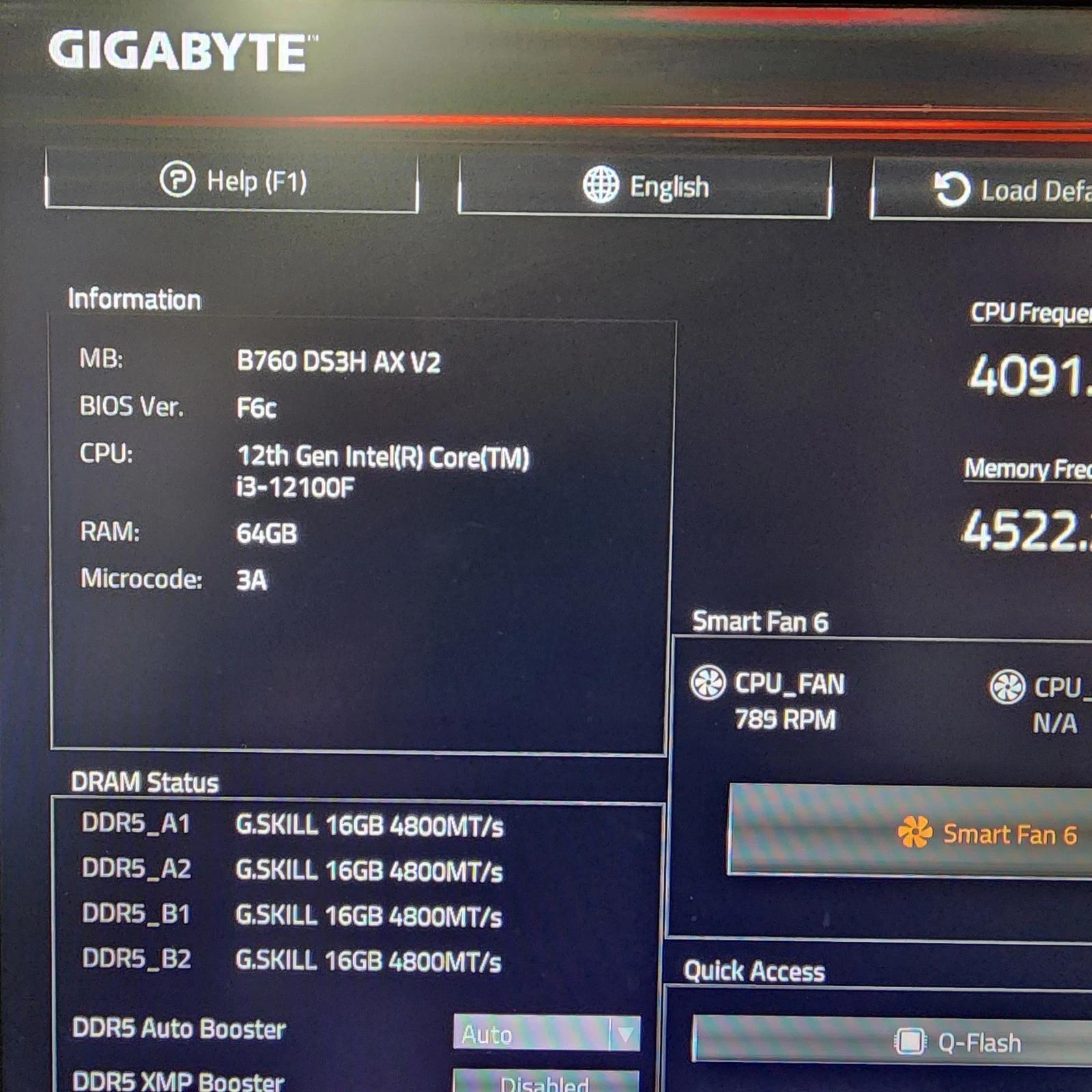 UPDATED BIOS GIGABYTE B760 DS3H AX V2 WIFI DDR5 LGA 1700 ATX MOTHERBOARD