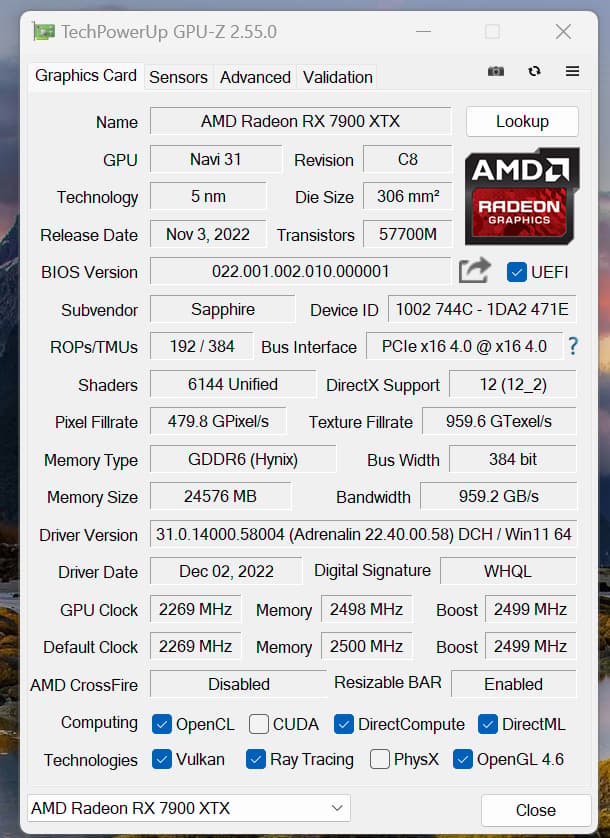 Sapphire 7900 XTX Pulse