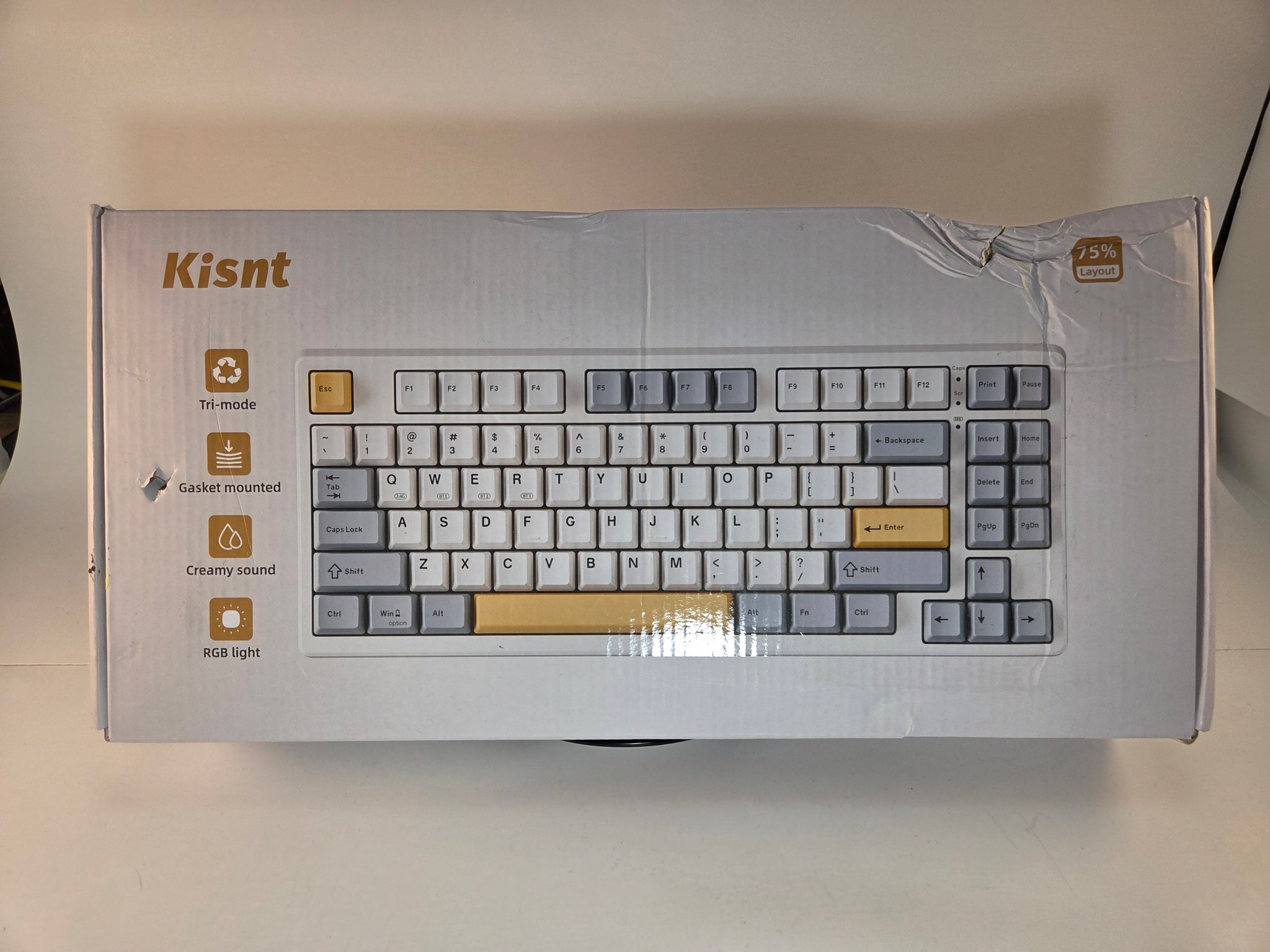 Kisnt 75% Mechanical Gasket Mounted Keyboard w/ Prelubed Bsun Linear Hot-Swappable Switches