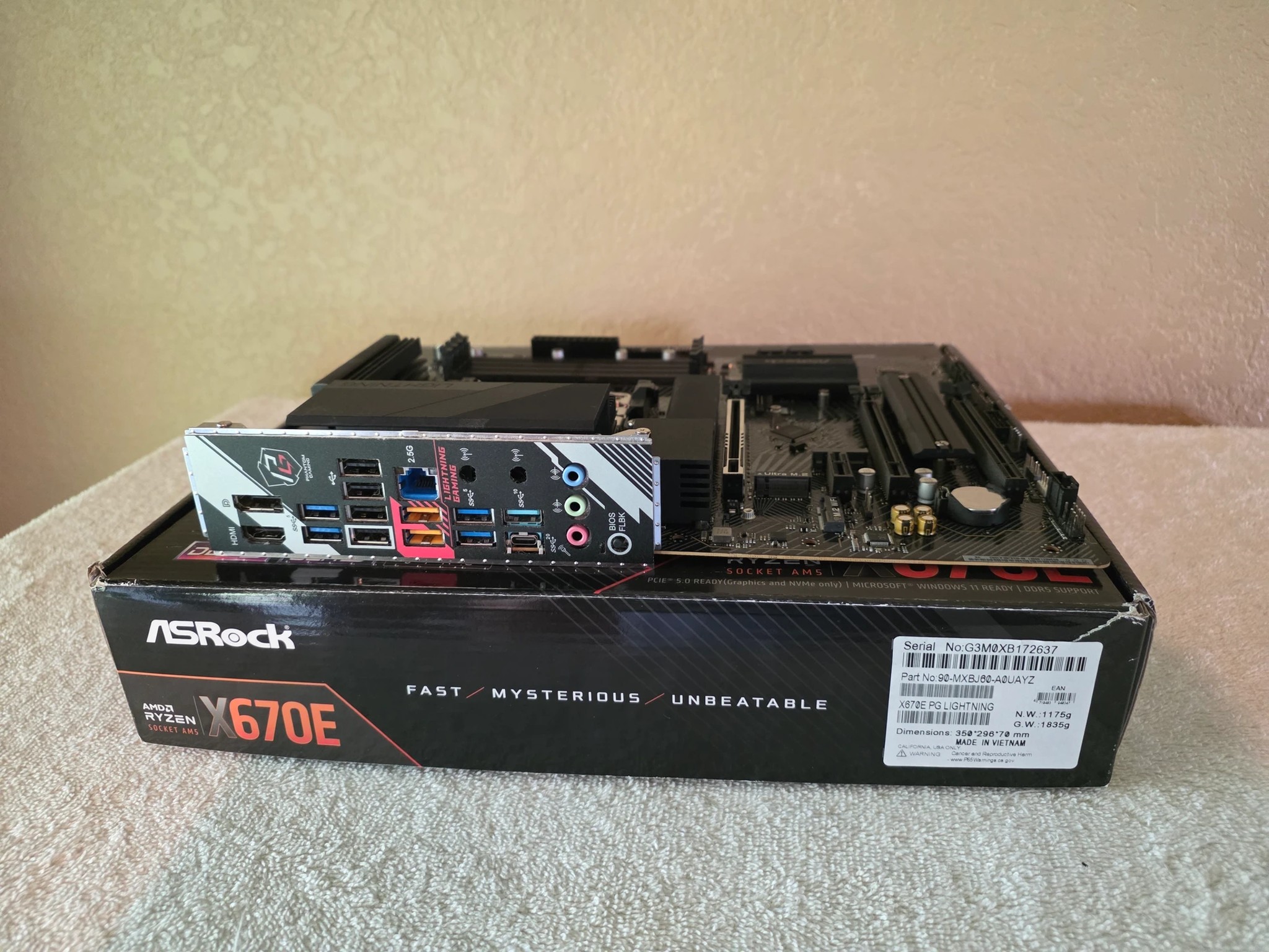 Used ASRock X670E PG Lightning motherboard with New AMD Ryzen 5 9600X