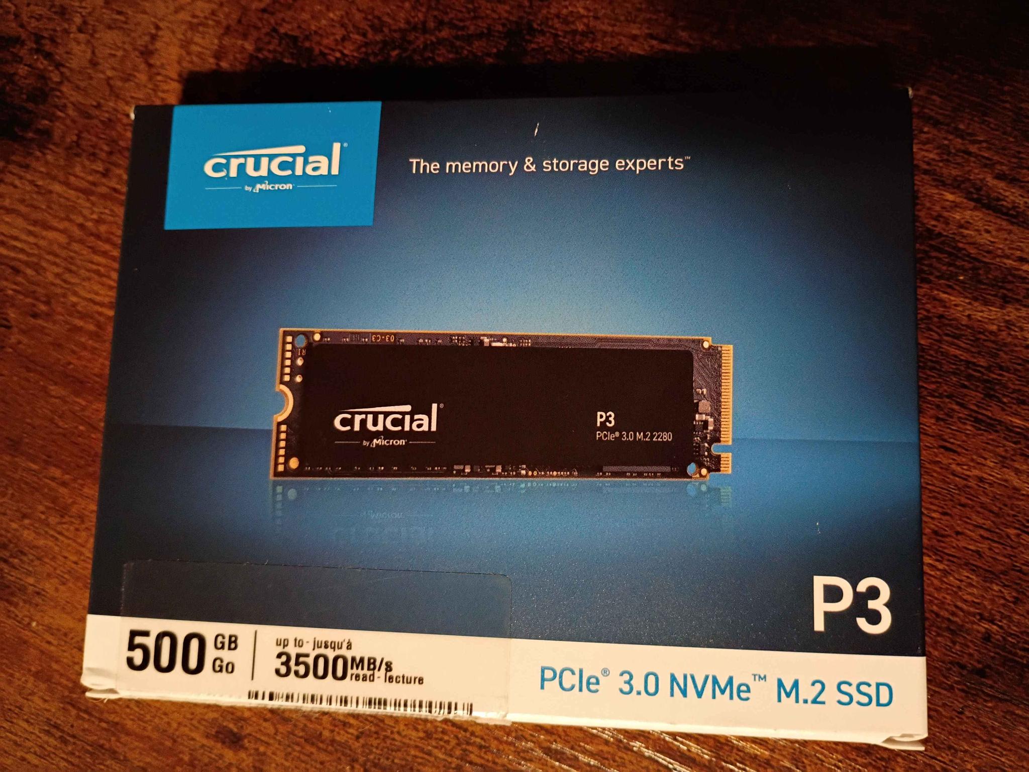 Crucial P3 PCIe Gen3 NVMe 500GB SSD