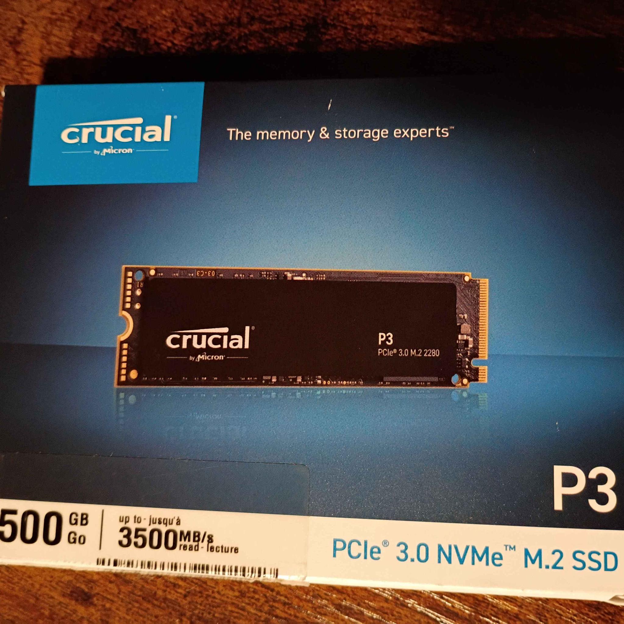 Crucial P3 PCIe Gen3 NVMe 500GB SSD