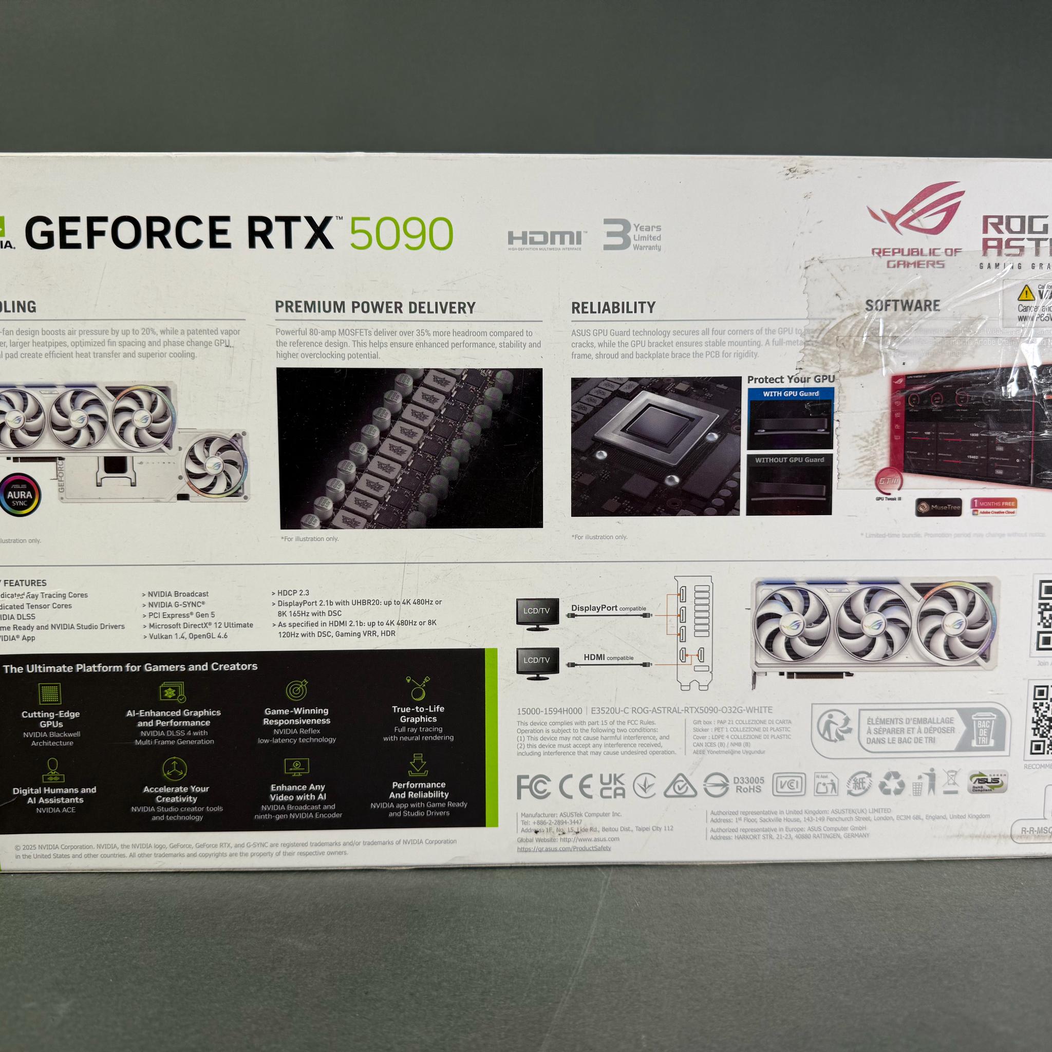 ASUS ROG Astral GeForce RTX 5090 32GB GDDR7 OC Edition White