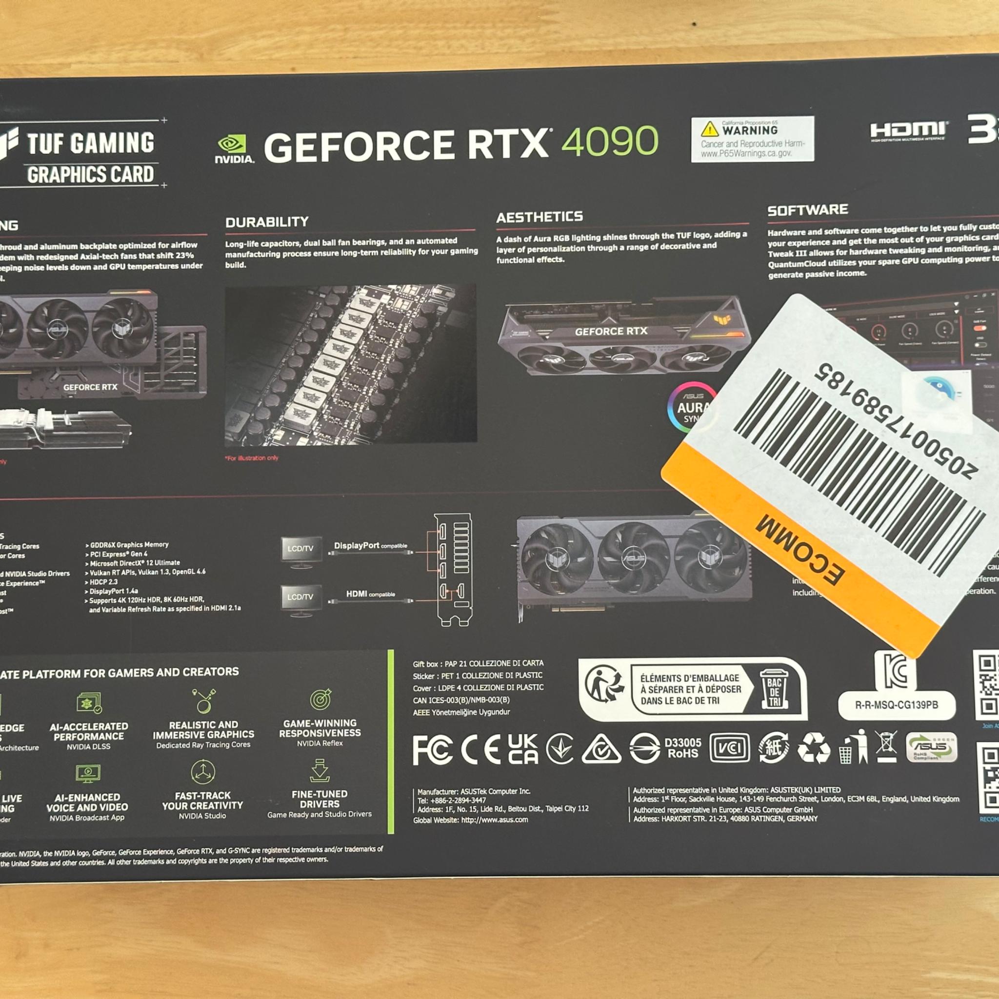 Asus RTX 4090 Tuf OC 24 GB