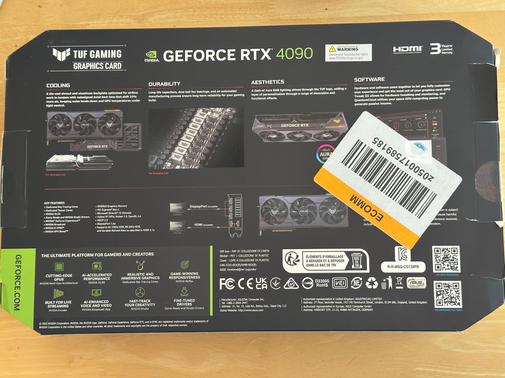 Asus RTX 4090 Tuf OC 24 GB