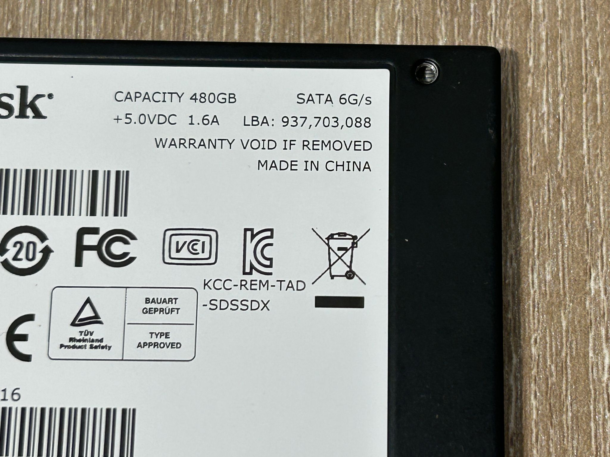 SanDisk 480GB SSD SATA III 6GB/s 2.5" SDSSDX-480G