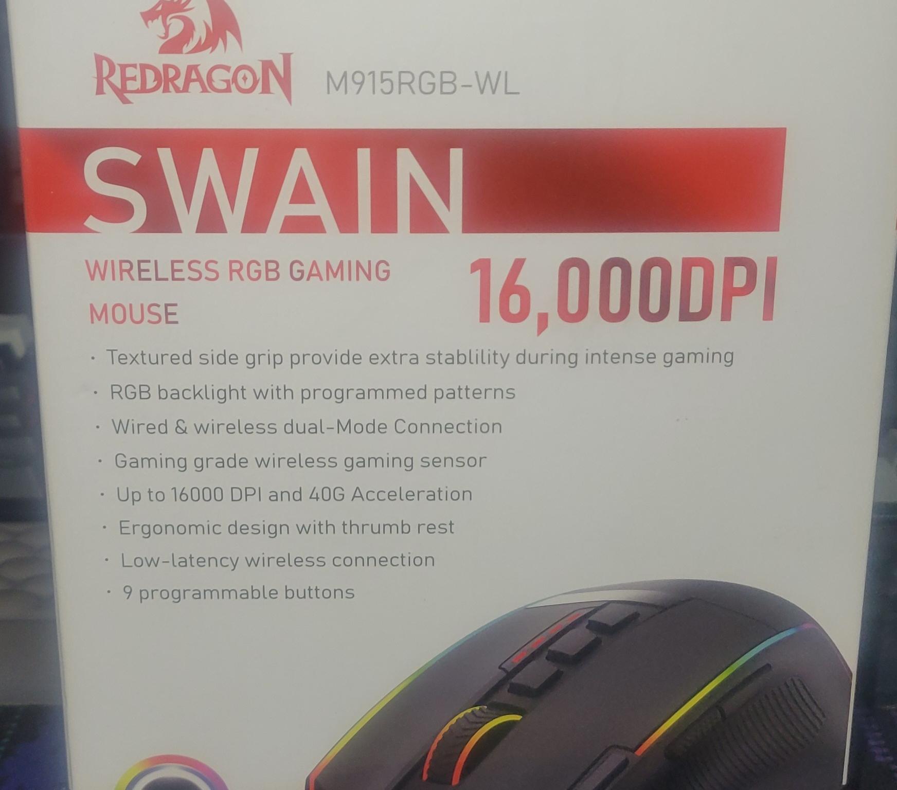 Redragon M915RGB-WL Swain Wireless RGB Gaming Mouse (16k DPI) (Used)