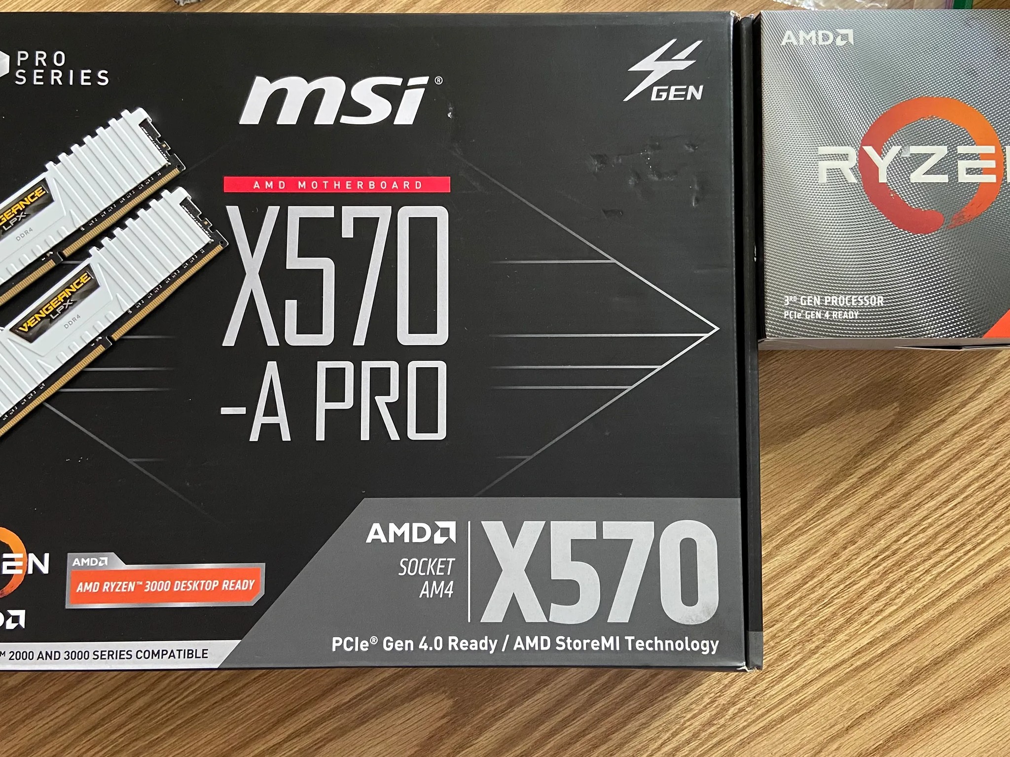 BUNDLE MSI X570-A PRO Motherboard, AMD Ryzen 5 3600 (w/ Stock Cooler), Corsair 16GB DDR4 3000MHZ RAM