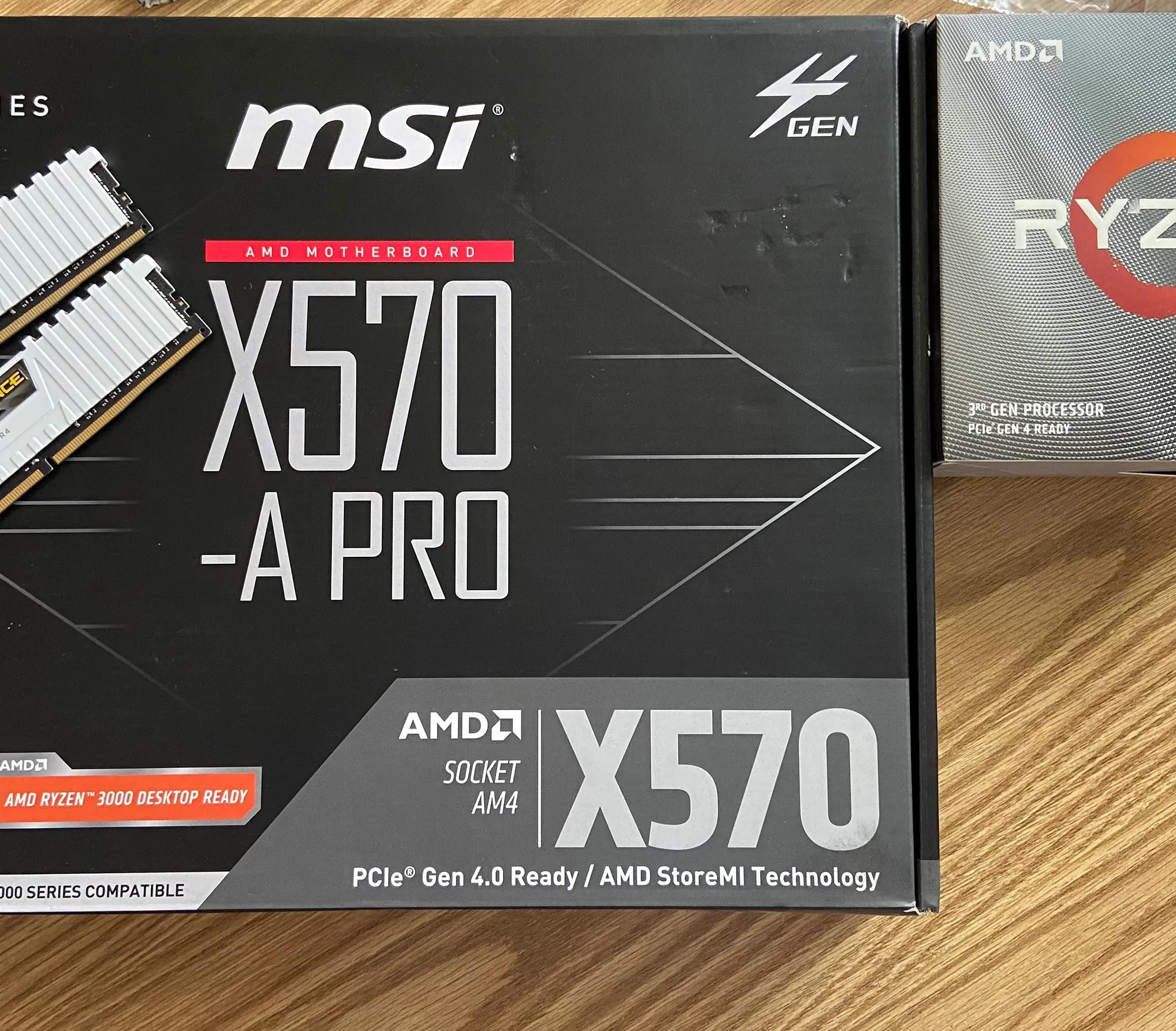 BUNDLE MSI X570-A PRO Motherboard, AMD Ryzen 5 3600 (w/ Stock Cooler), Corsair 16GB DDR4 3000MHZ RAM