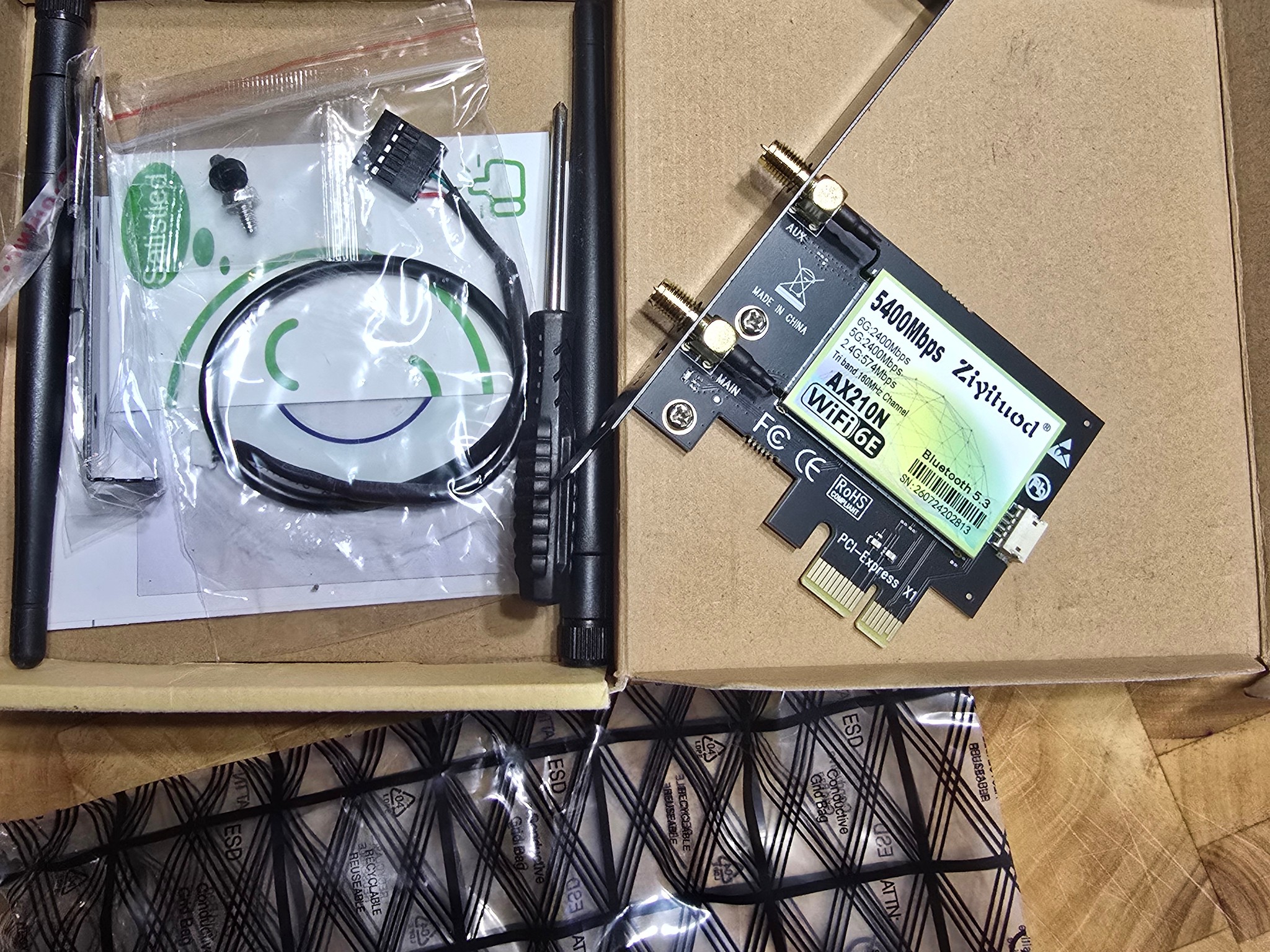WiFi Card AX 5400Mbps 6E PCIe WiFi Card, Bluetooth 5.2, Intel WiFi 6E AX210 Chip, 6G/5G/2.4G PCIe