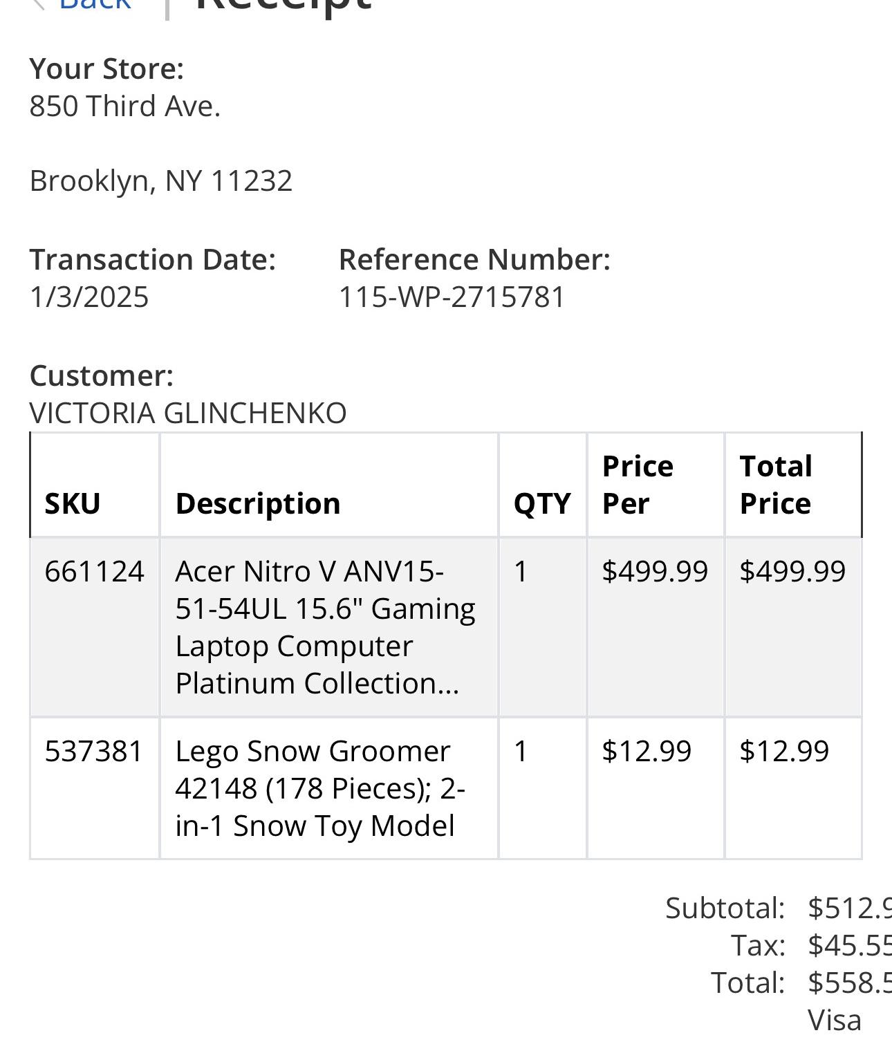 LIKE NEW Acer Nitro V 15.6" i5 13th RTX 3050