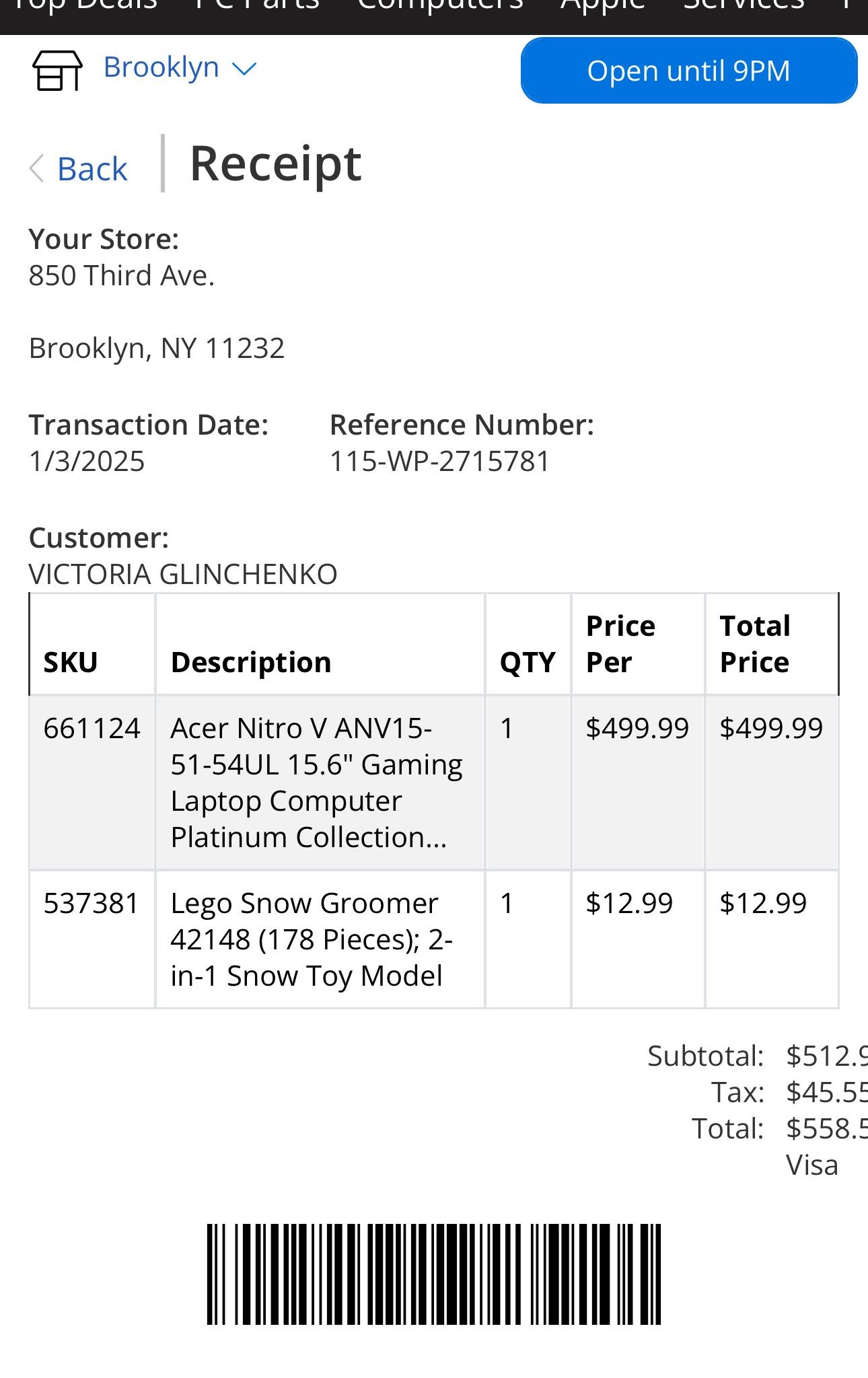LIKE NEW Acer Nitro V 15.6" i5 13th RTX 3050