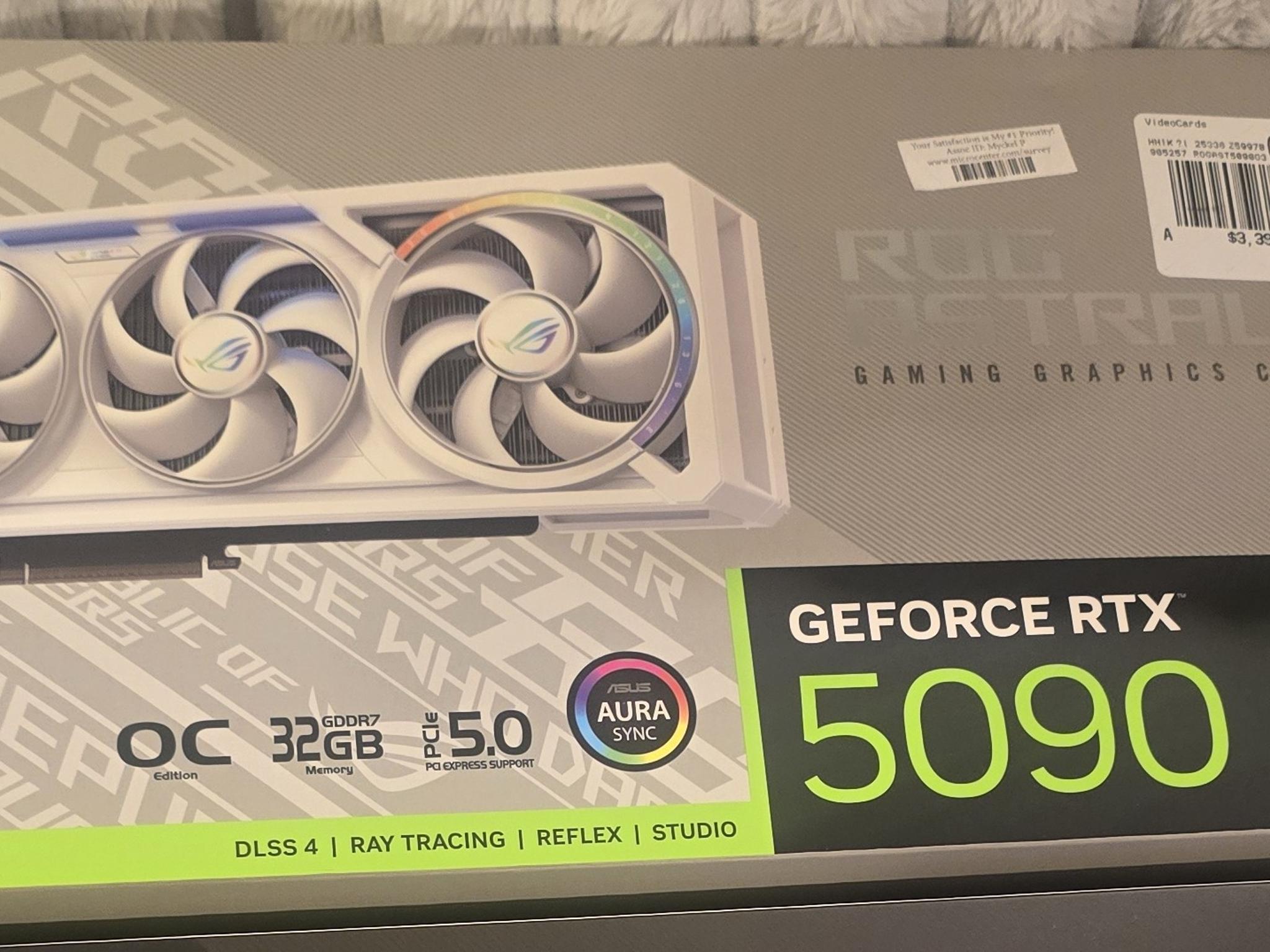 ASUS NVIDIA GeForce RTX 5090 ROG Astral Overclocked Triple Fan 32GB GDDR7 PCIe 5.0 Graphics Card