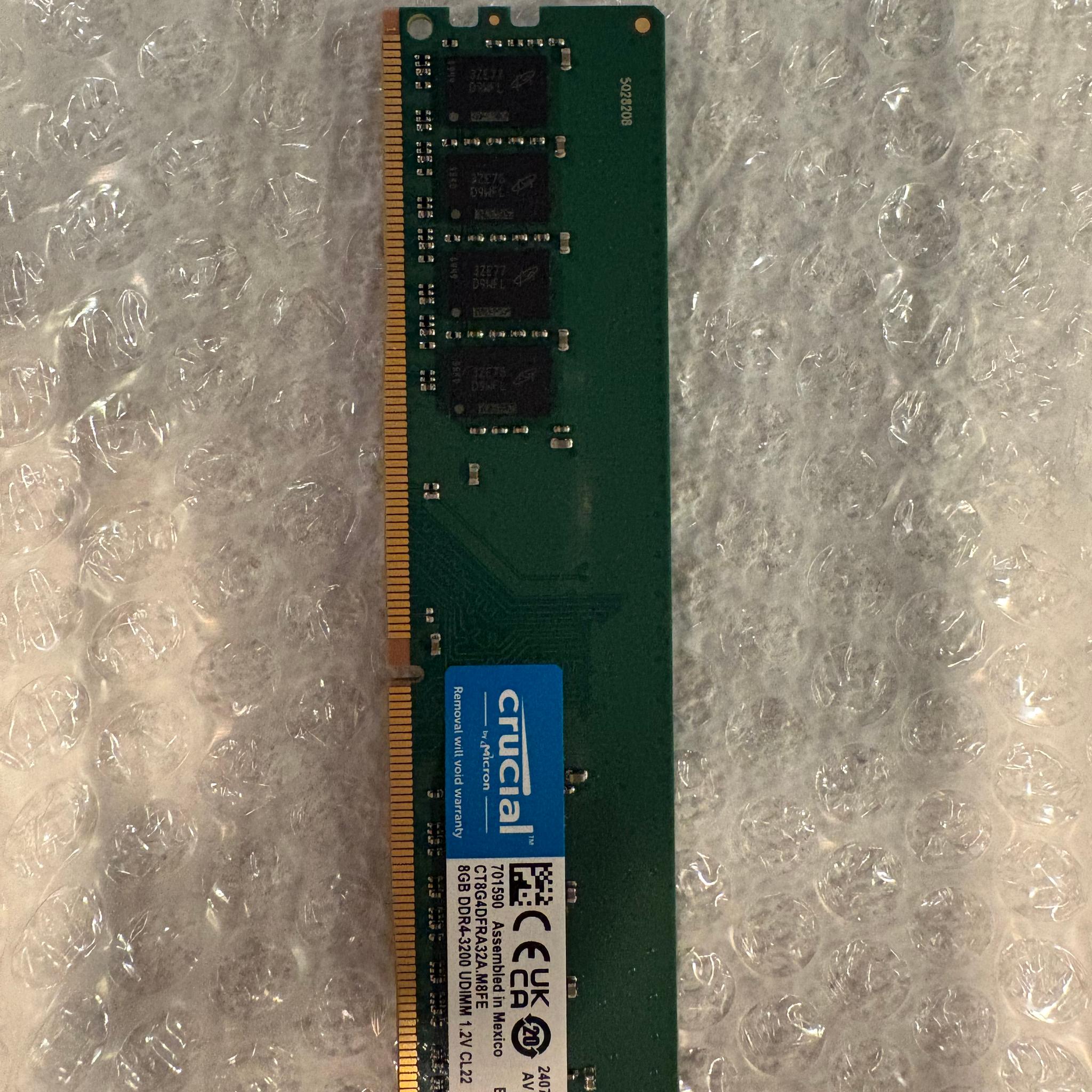 Crucal DDR4 RAM: 1x8GB UDIMM 3200 MT/s CL22