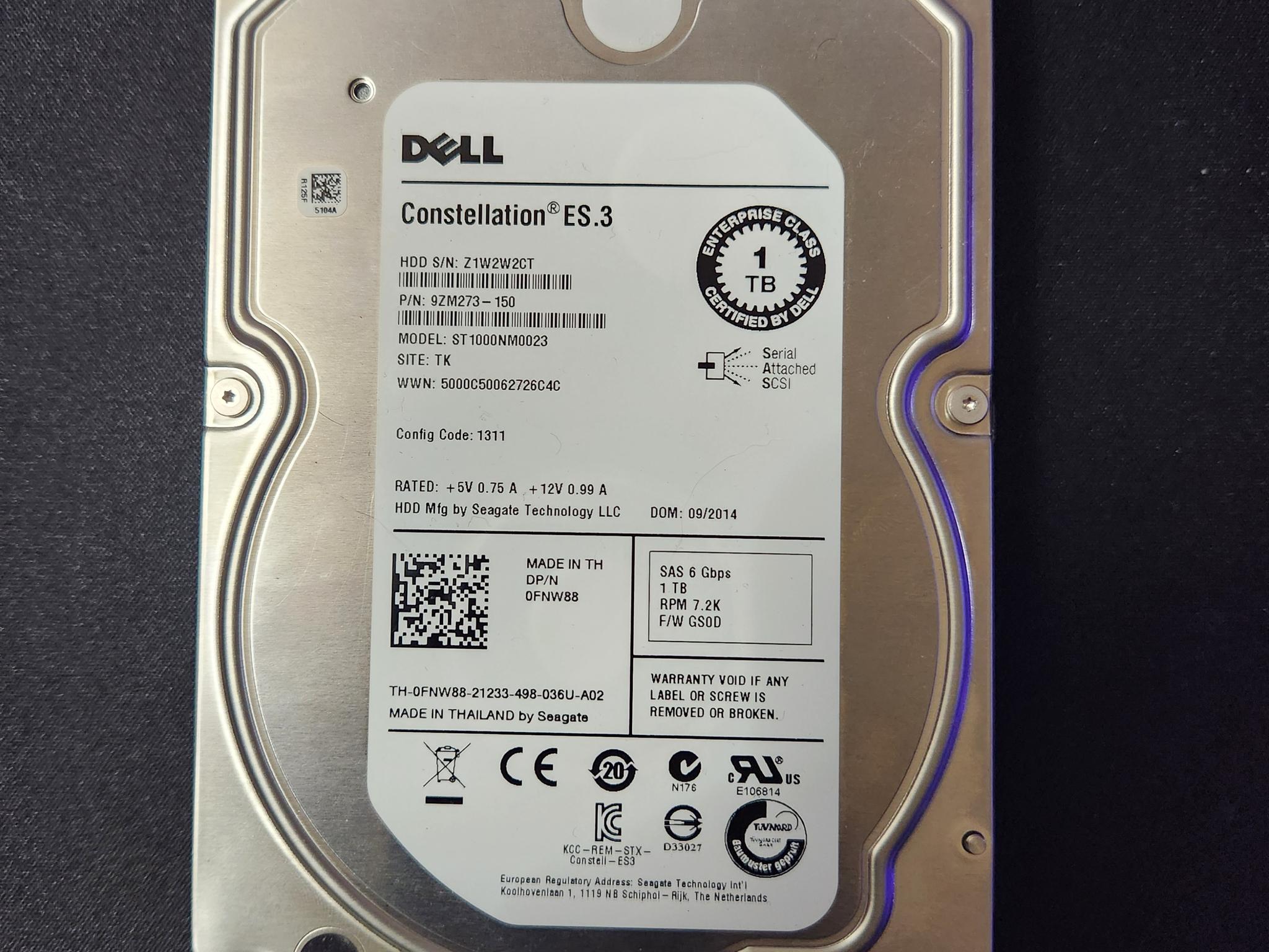1TB Dell Constellation ES.3 SAS Hard Drive