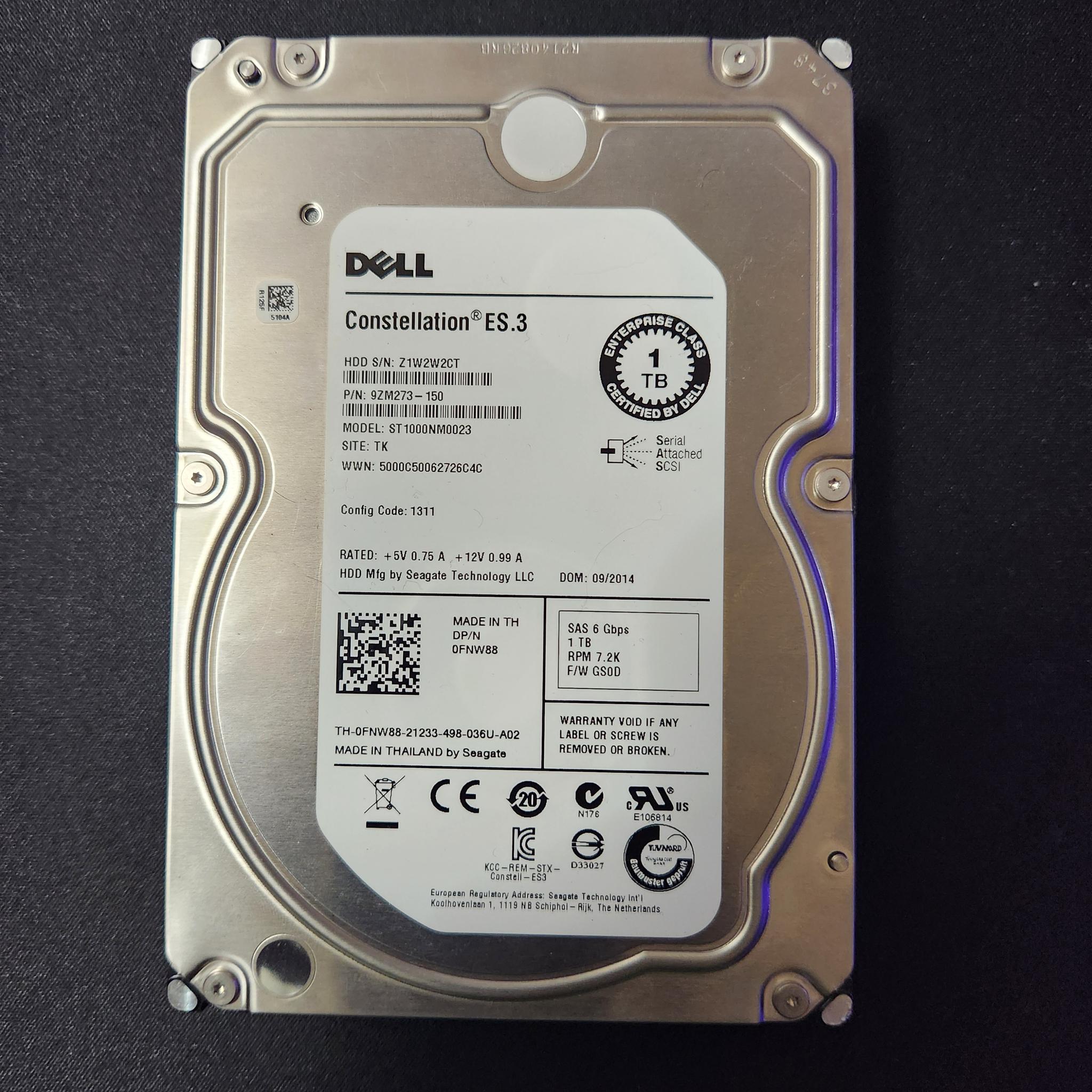 1TB Dell Constellation ES.3 SAS Hard Drive
