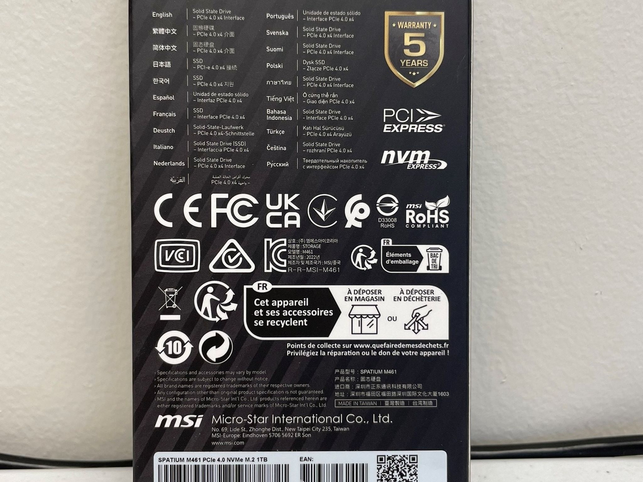 NEW MSI 1TB Spatium M461 PCIE4.0