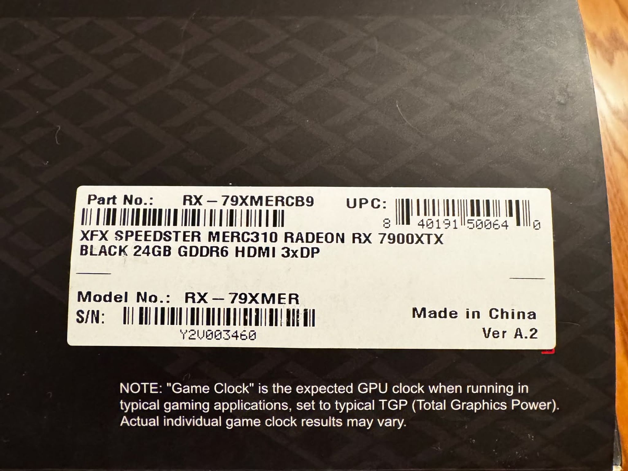XFX Speedster MERC310 Black Radeon RX 7900XTX 24GB GDDR6 GPU