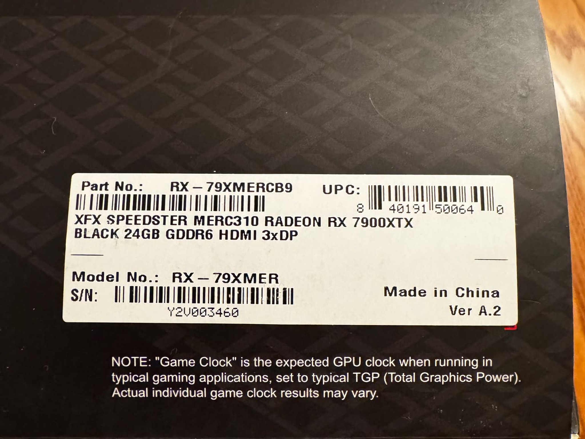 XFX Speedster MERC310 Black Radeon RX 7900XTX 24GB GDDR6 GPU