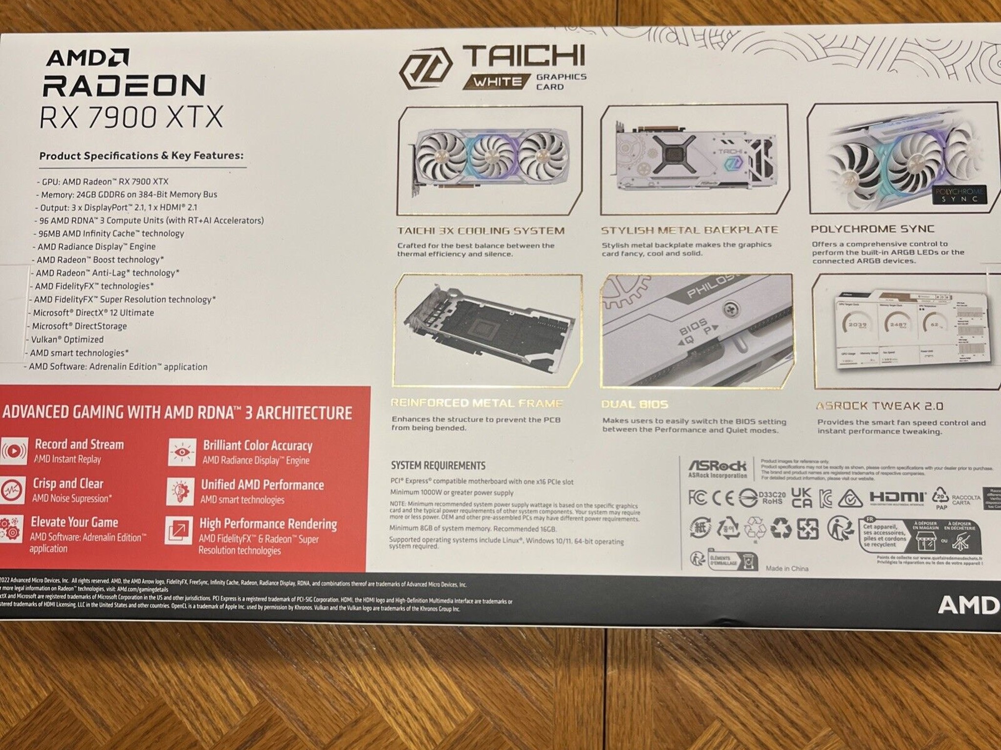 ASRock Taichi White 7900 XTX 24GB OC Edition Like New