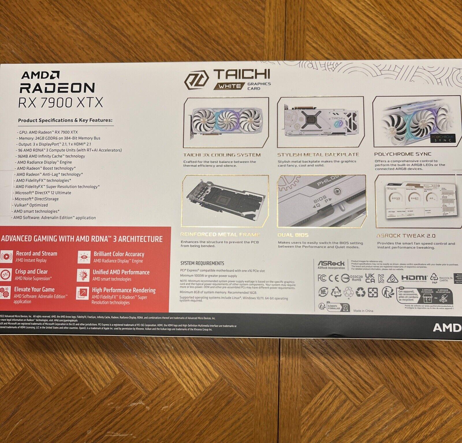 ASRock Taichi White 7900 XTX 24GB OC Edition Like New