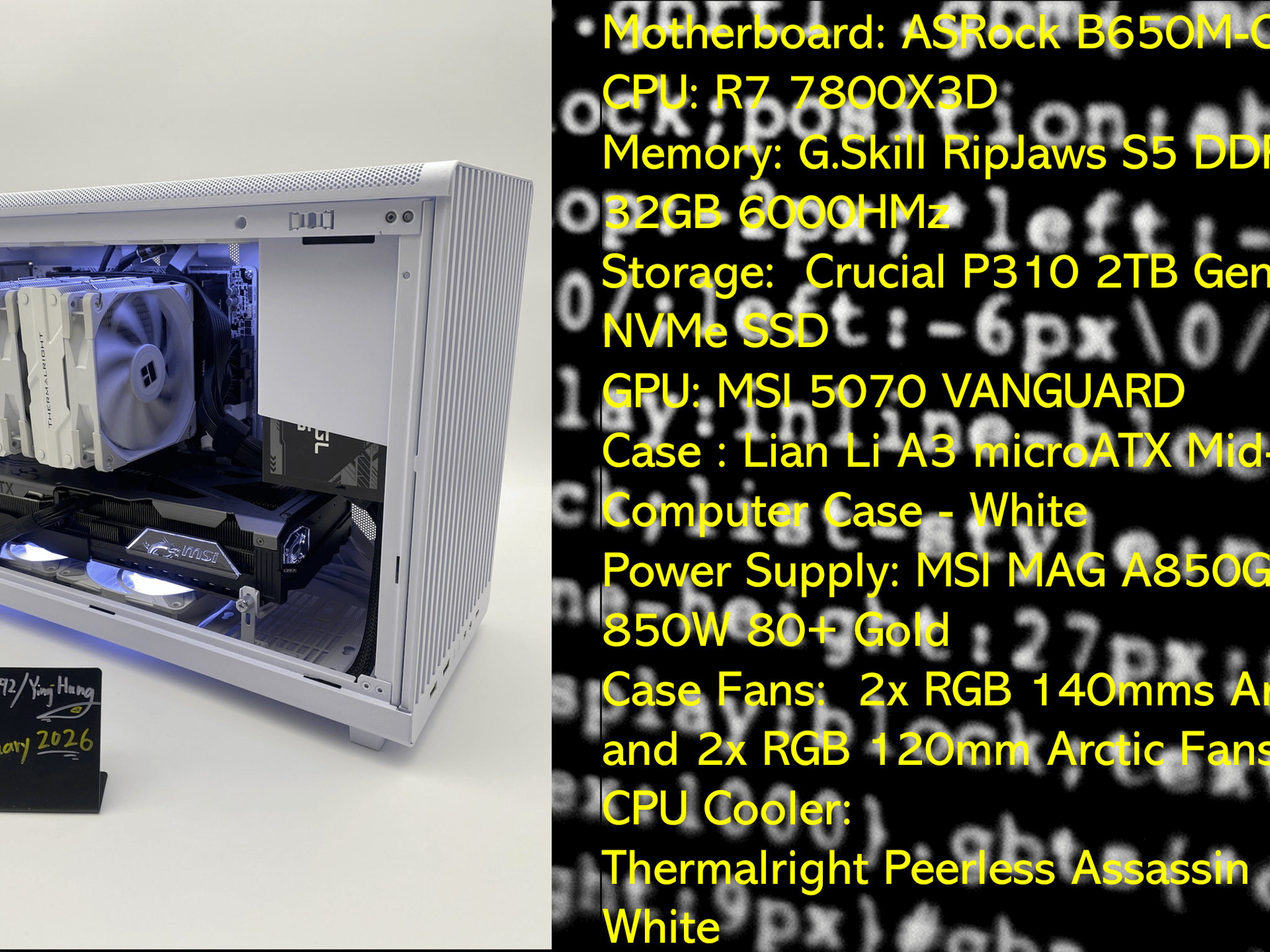 4K WhiteStar | 7800X3D | 5070 | 32GB DDR5 | 2TB Storage