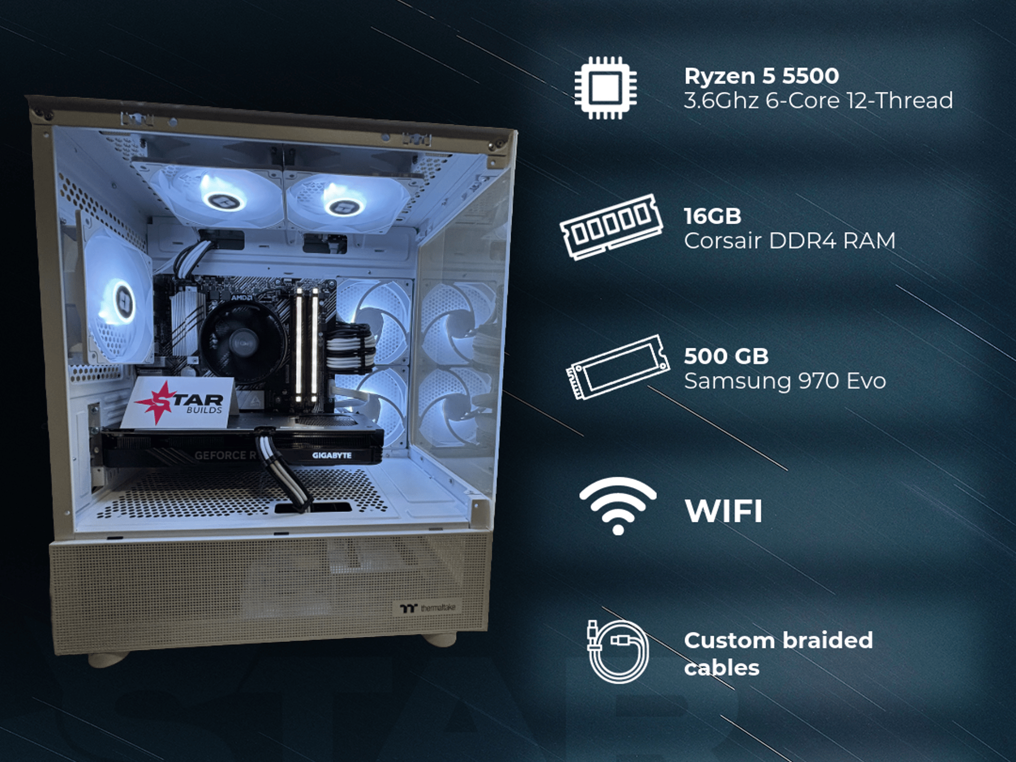 RTX 4060 | Ryzen 5 5500 | 16 GB DRR4 RAM (3200 mhz) | 500GB SSD
