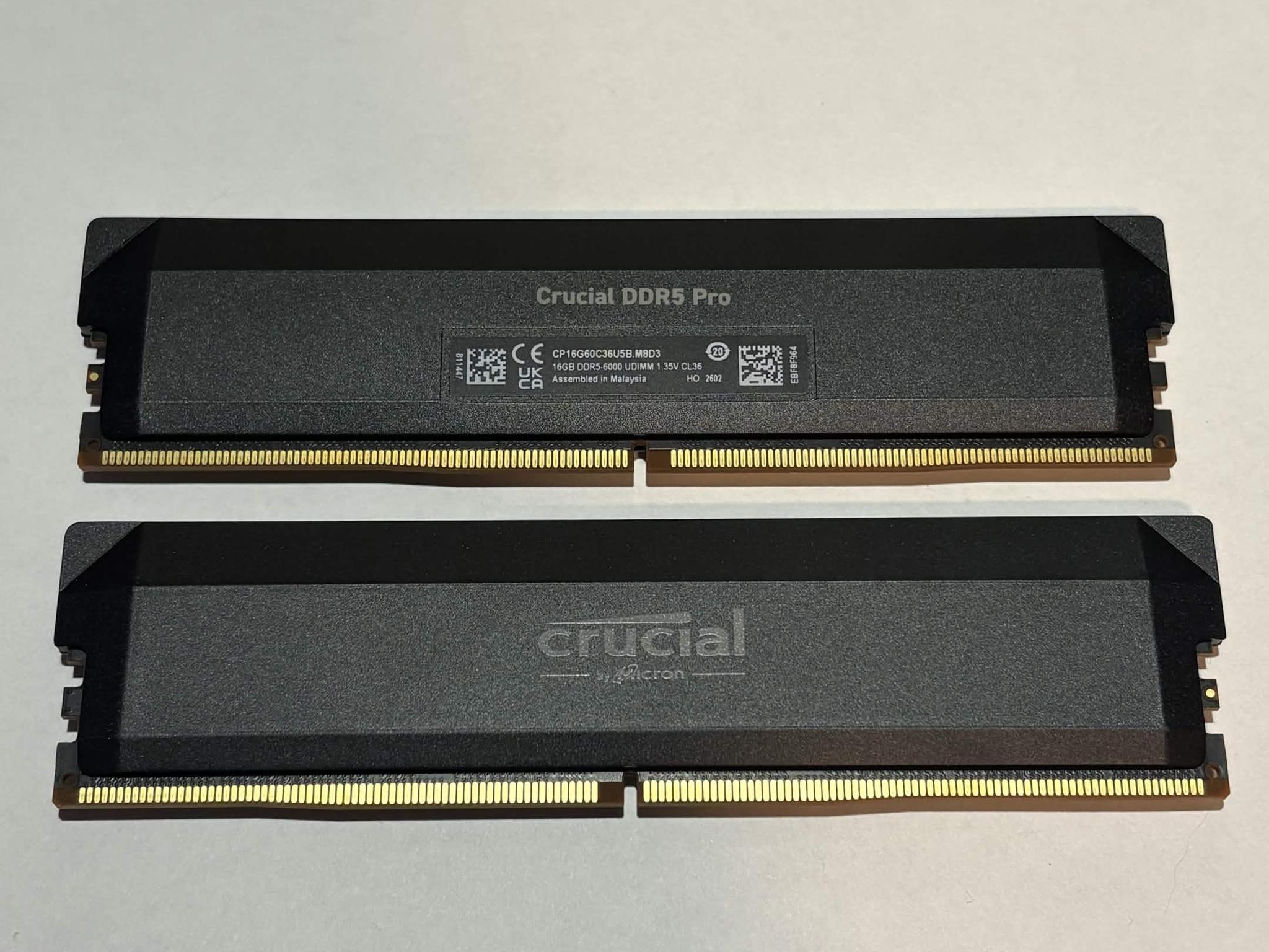 Crucial Pro 32GB (2x16GB) DDR5-6000 CL36 Desktop RAM Kit – Black