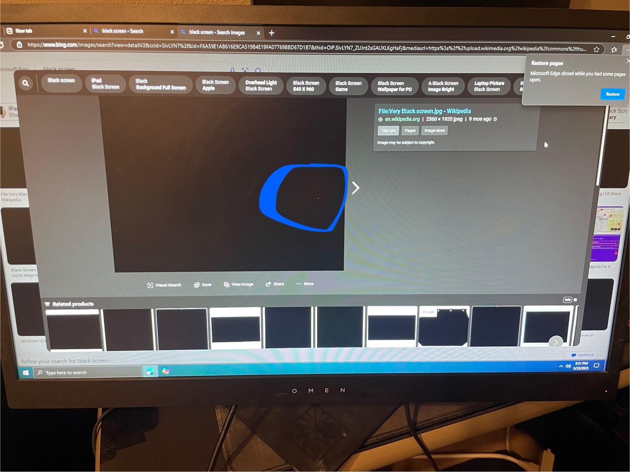 Omen HP monitor 144hz (has super small chip on screen, see pictures)
