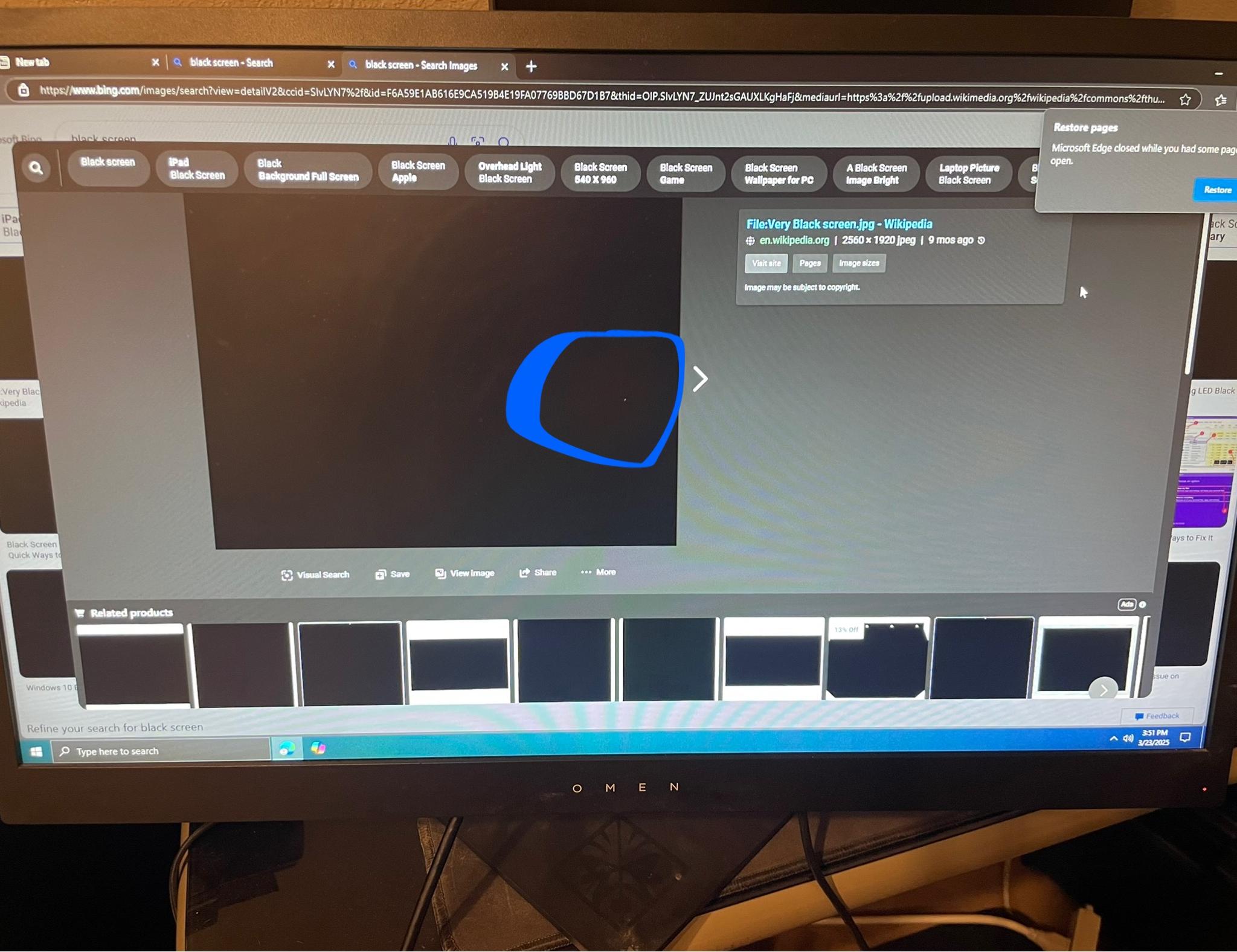 Omen HP monitor 144hz (has super small chip on screen, see pictures)