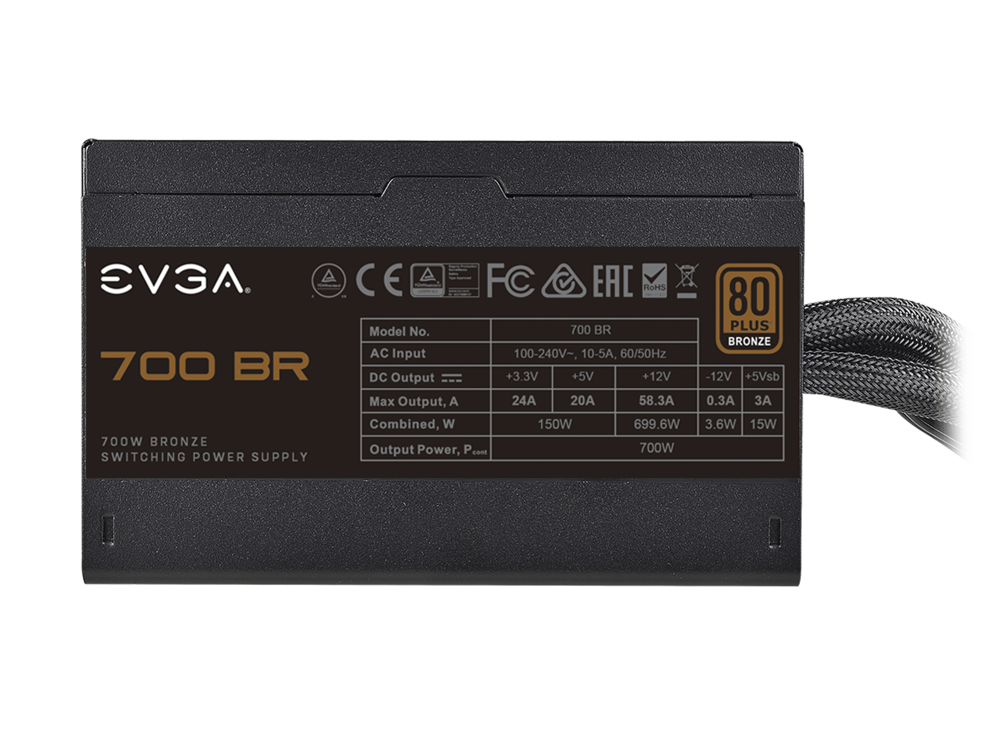 EVGA 700 BR, 80+ Bronze 700W, Power Supply 100-BR-0700-K1