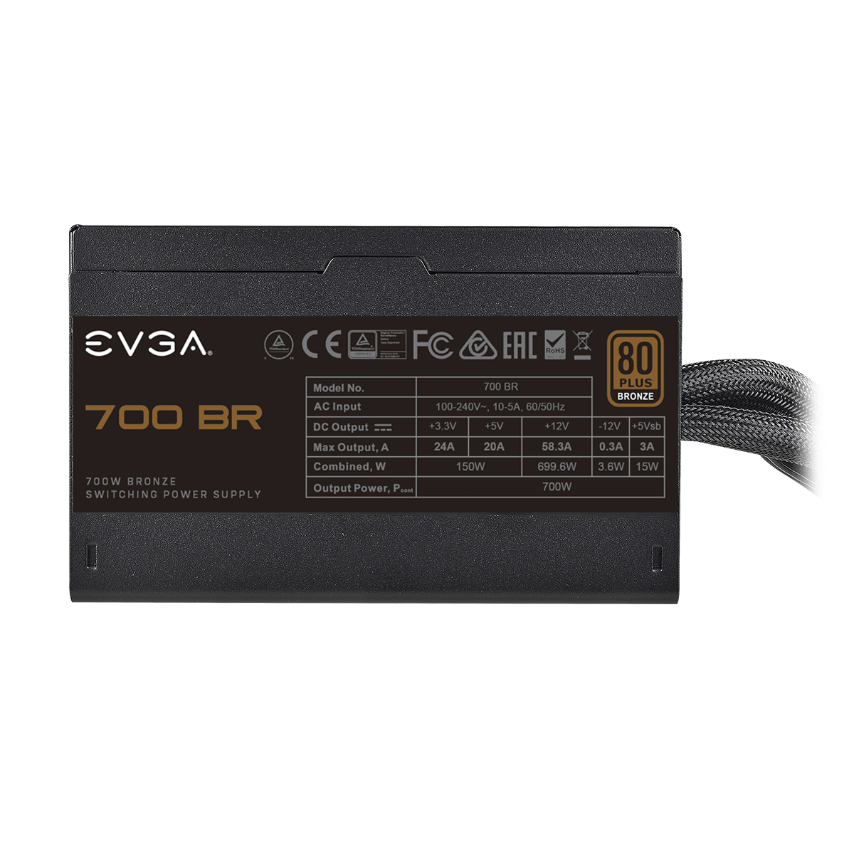 EVGA 700 BR, 80+ Bronze 700W, Power Supply 100-BR-0700-K1