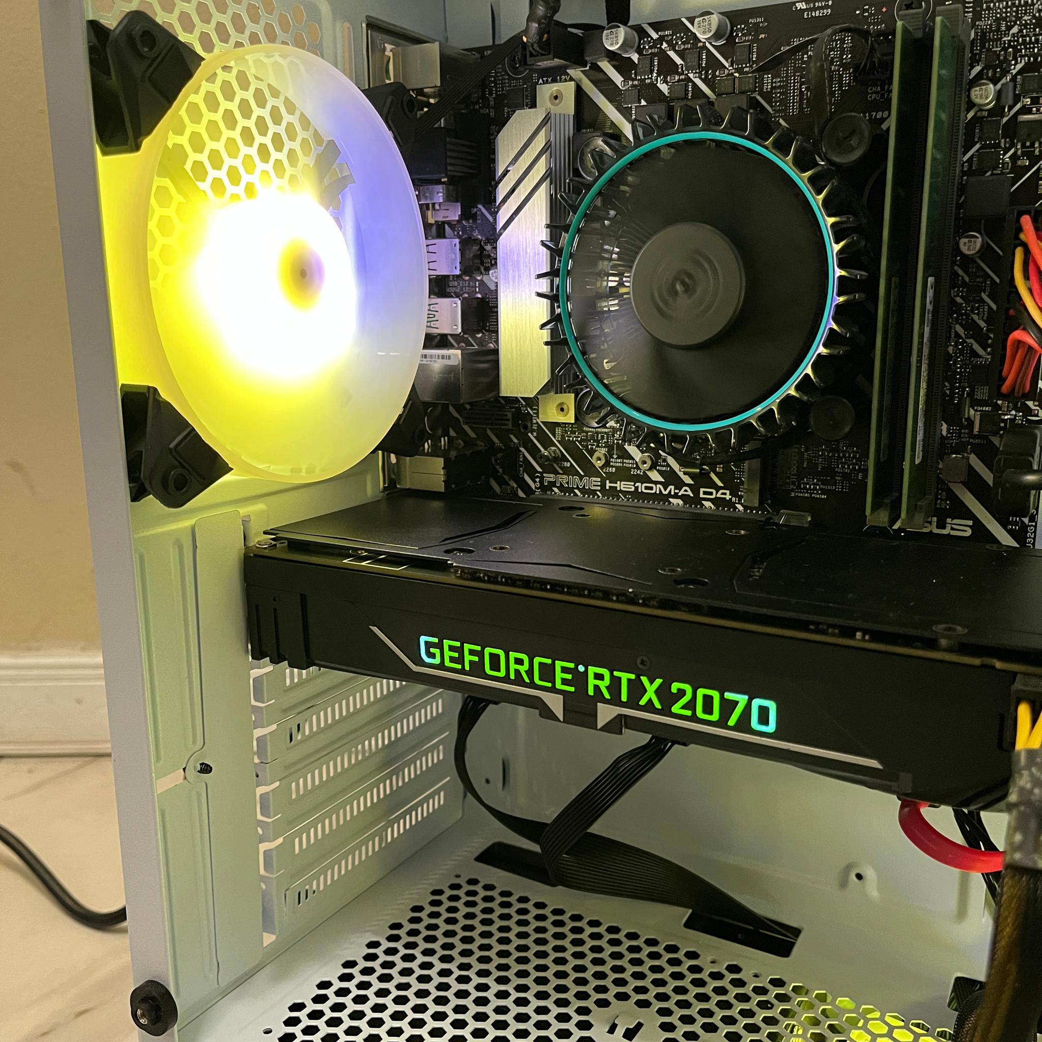 Intel i3-12100, RTX 2070, 16GB RAM, 1TB SSD, High FPS Gaming PC w/ Wi-Fi + Bluetooth & RGB Remote