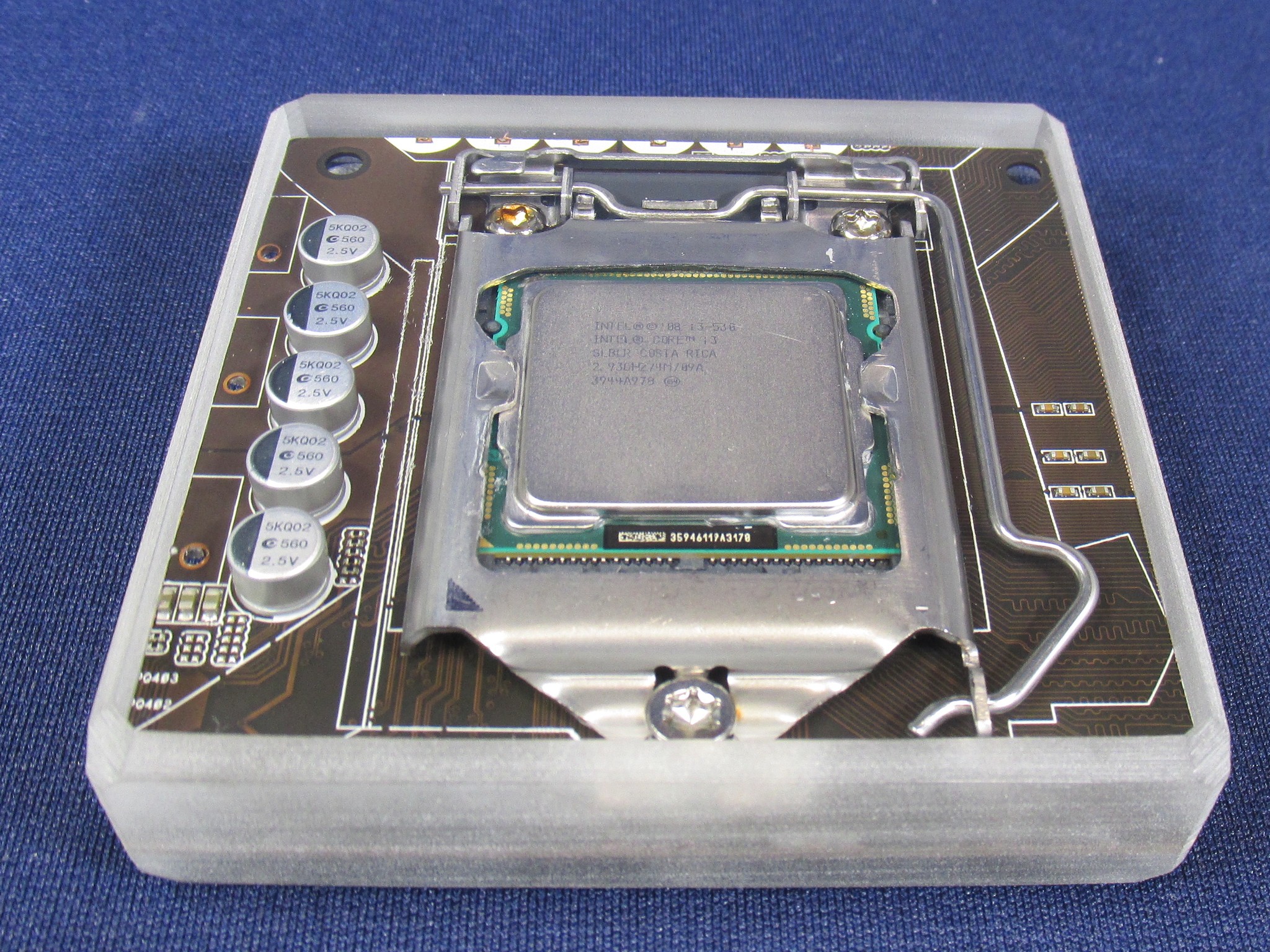 Intel Core i3-530 CPU & Motherboard - Handmade Clear Epoxy Resin Coaster With Socket 1156 CPU