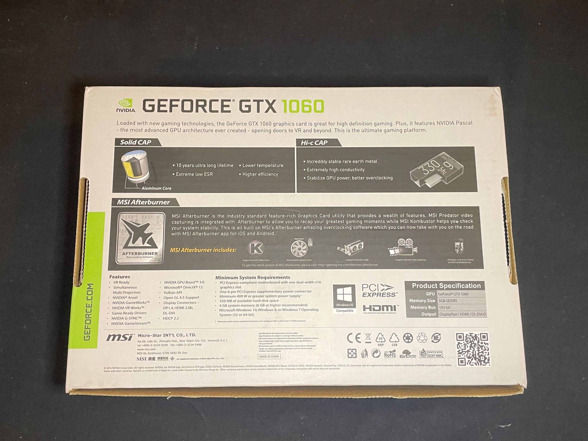 Nvidia Geforce GTX 1060 Box.