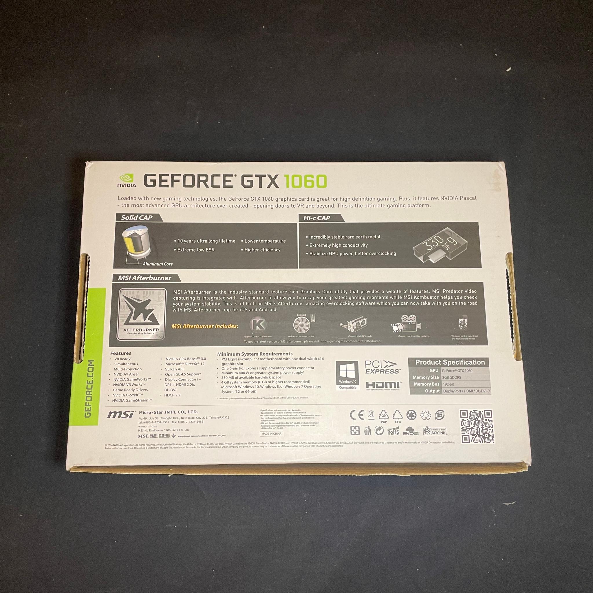 Nvidia Geforce GTX 1060 Box.