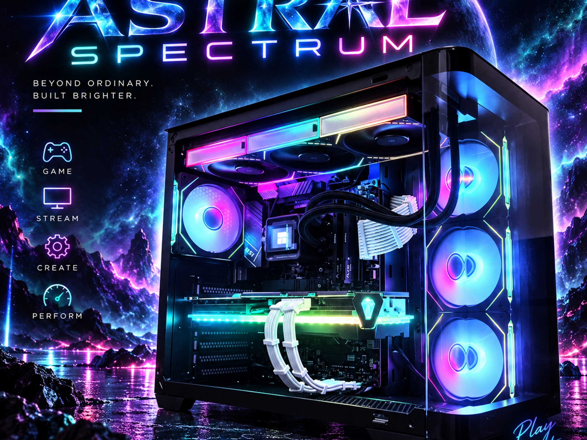 🌈"Astral Spectrum"⚫️| 4k Gaming | RX 7800XT 16GB | Ryzen 7 7700X | 32GB DDR5 | 1TB SSD+Dram