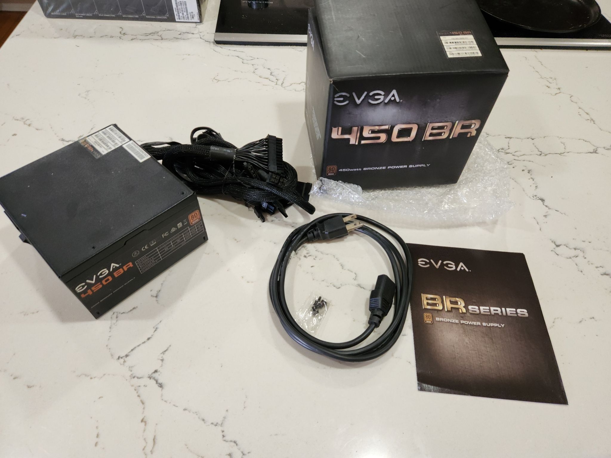 OPEN BOX EVGA 450w BR bronze rated non-modular black cables