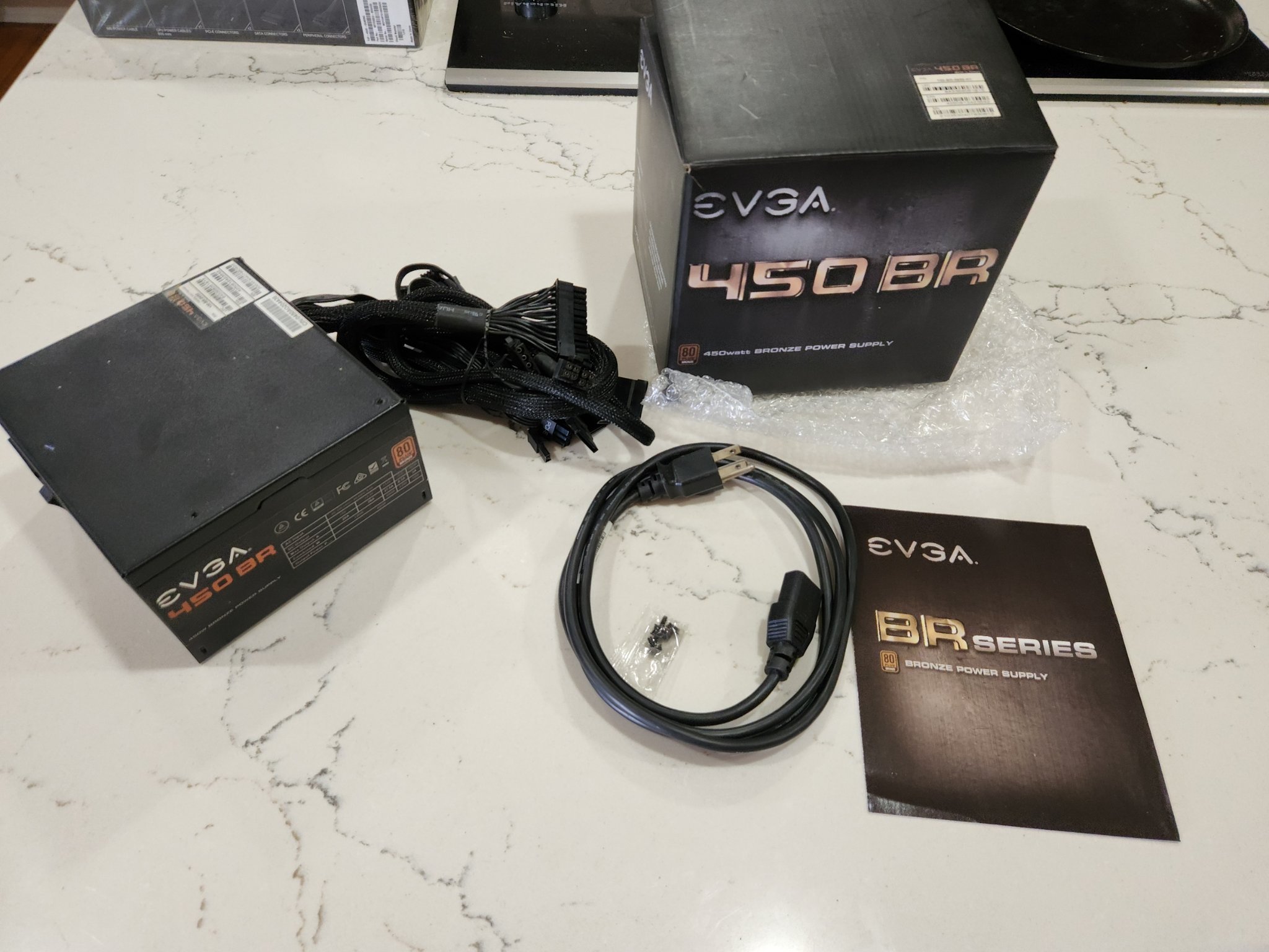 OPEN BOX EVGA 450w BR bronze rated non-modular black cables