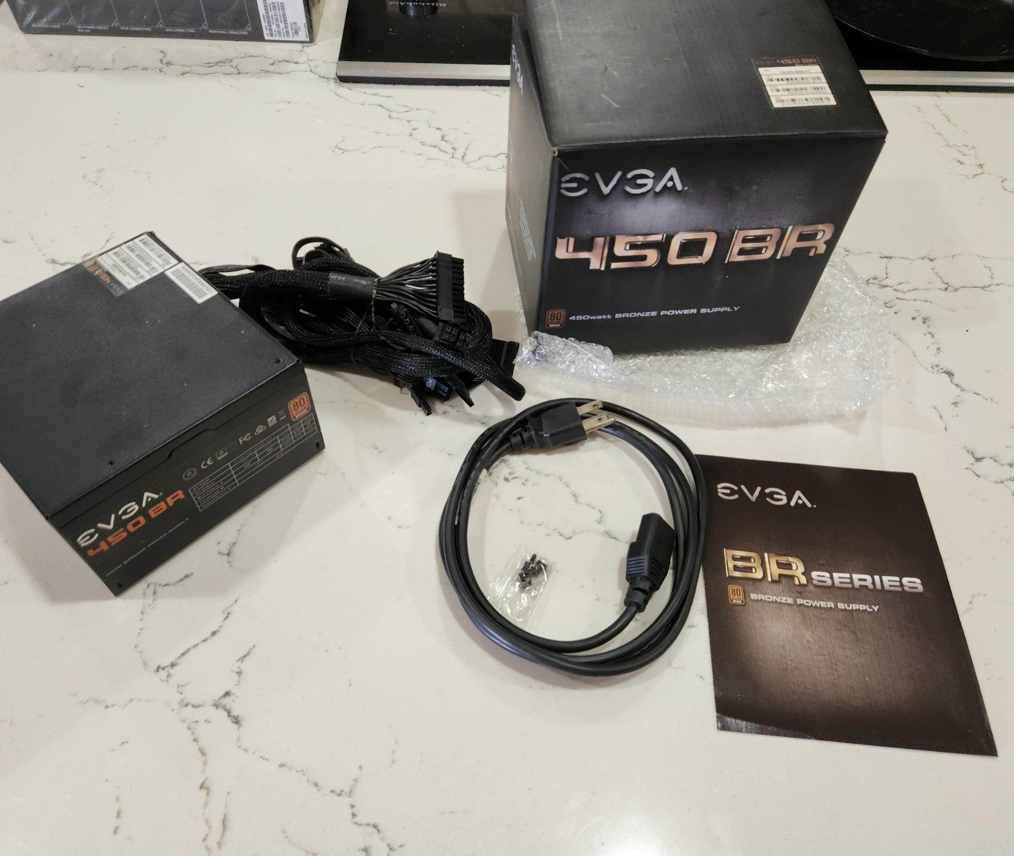 OPEN BOX EVGA 450w BR bronze rated non-modular black cables