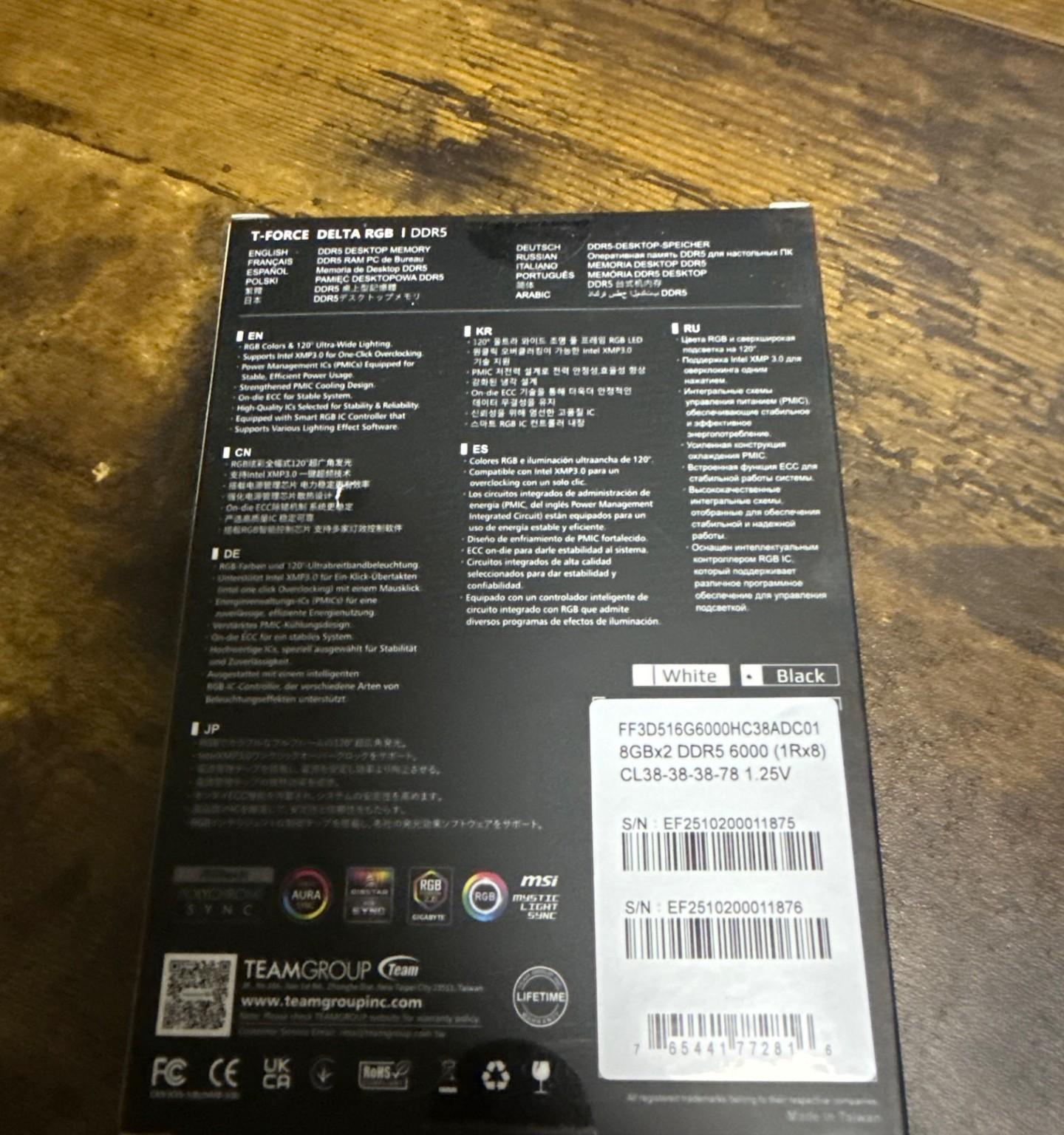 NEW T-Force DDR5 16GB RAM (Black)