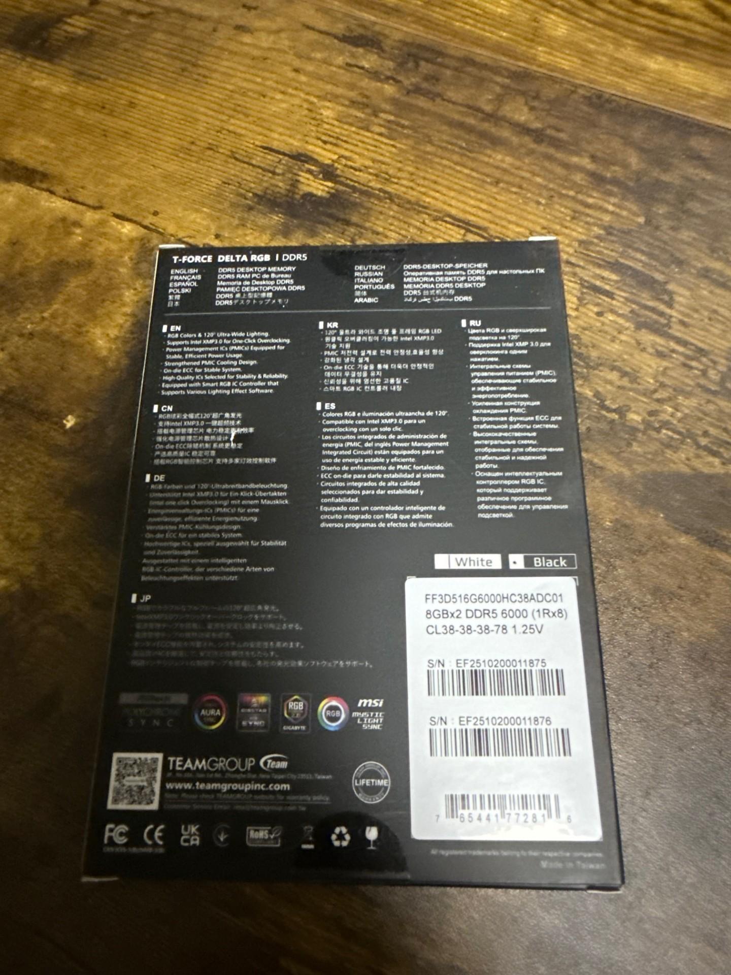 NEW T-Force DDR5 16GB RAM (Black)