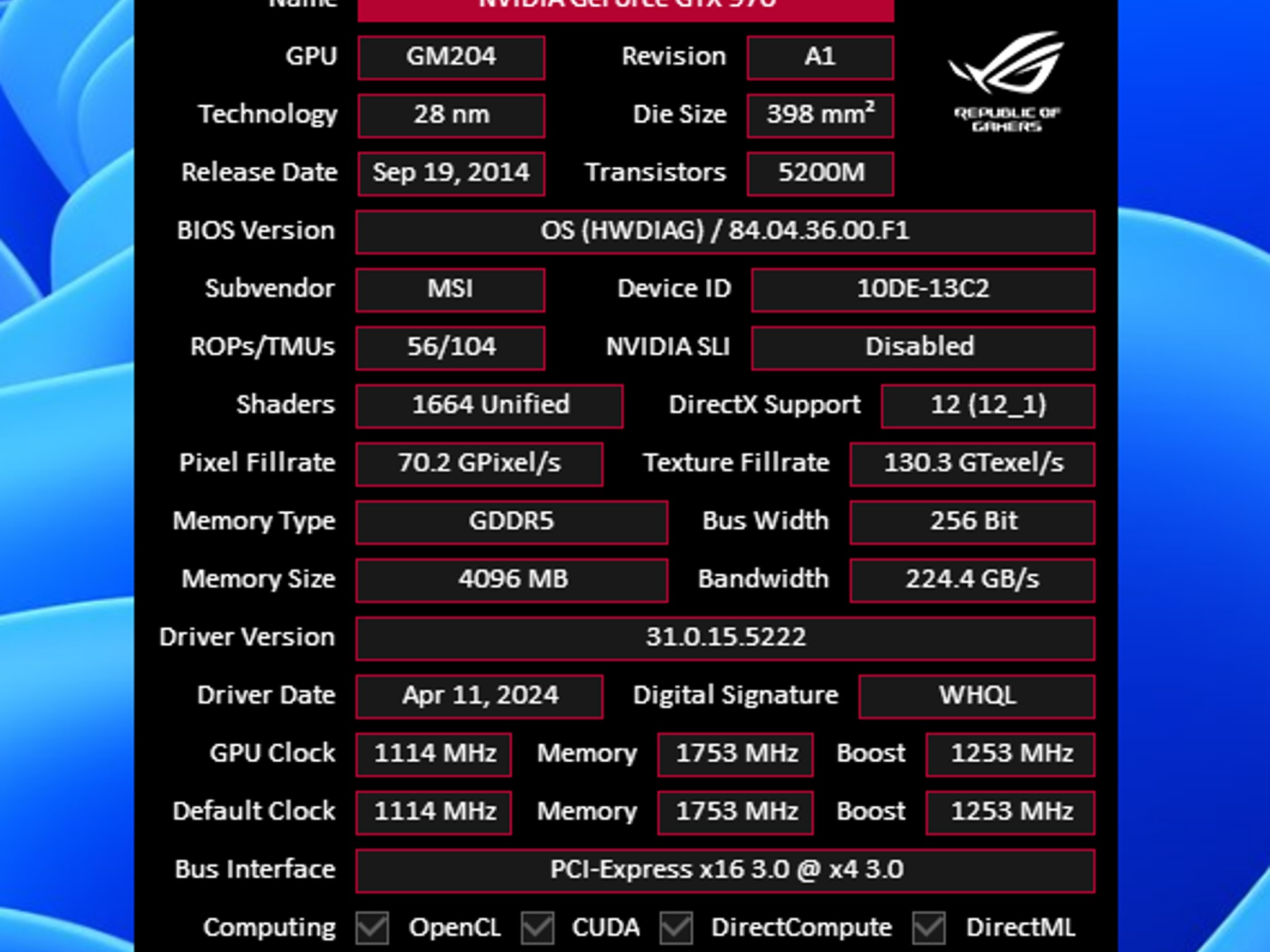 GeForce GTX 970 GAMING LE 100ME