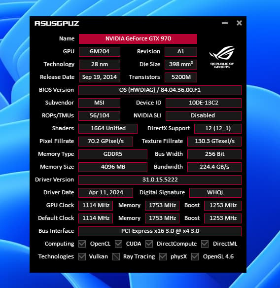 GeForce GTX 970 GAMING LE 100ME