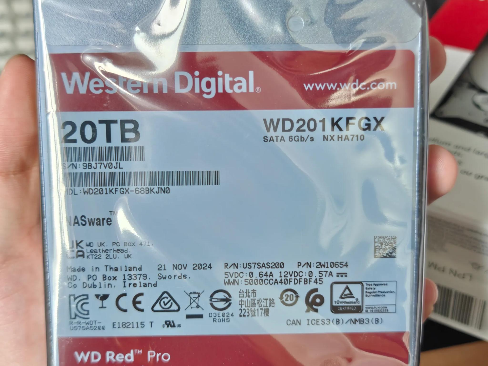 20TB WD Red Pro 3.5" HDD SEALED